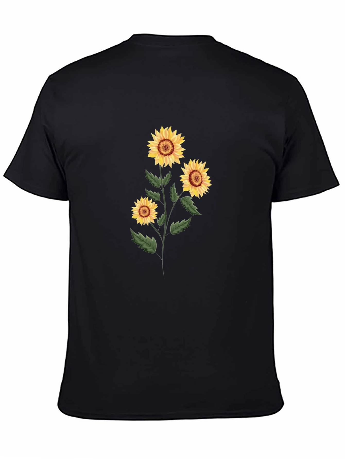 Sunflower Graphic Print Tee - Black Cotton Blend