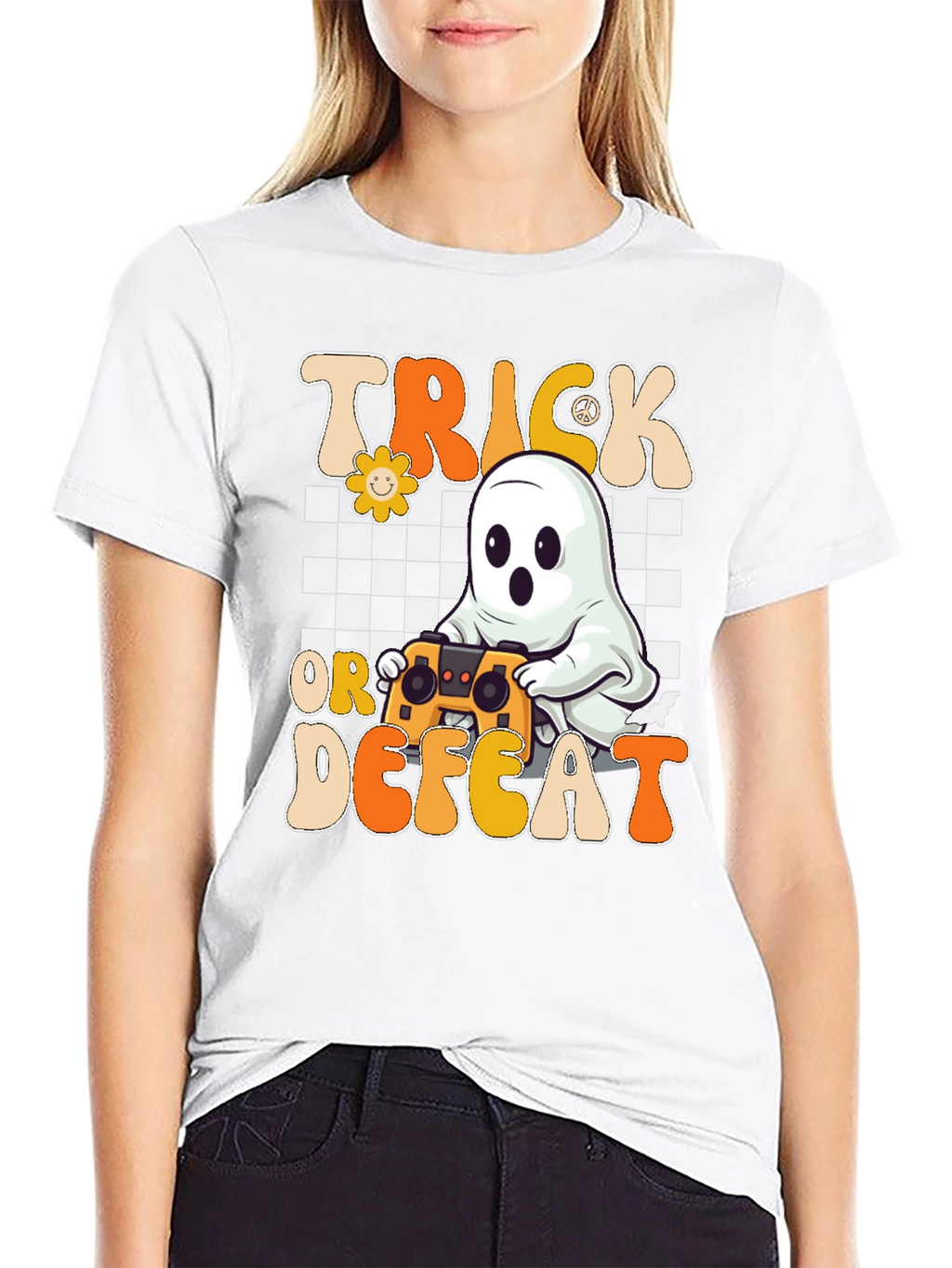 Trick or Defeat Gamer Ghost T-Shirt