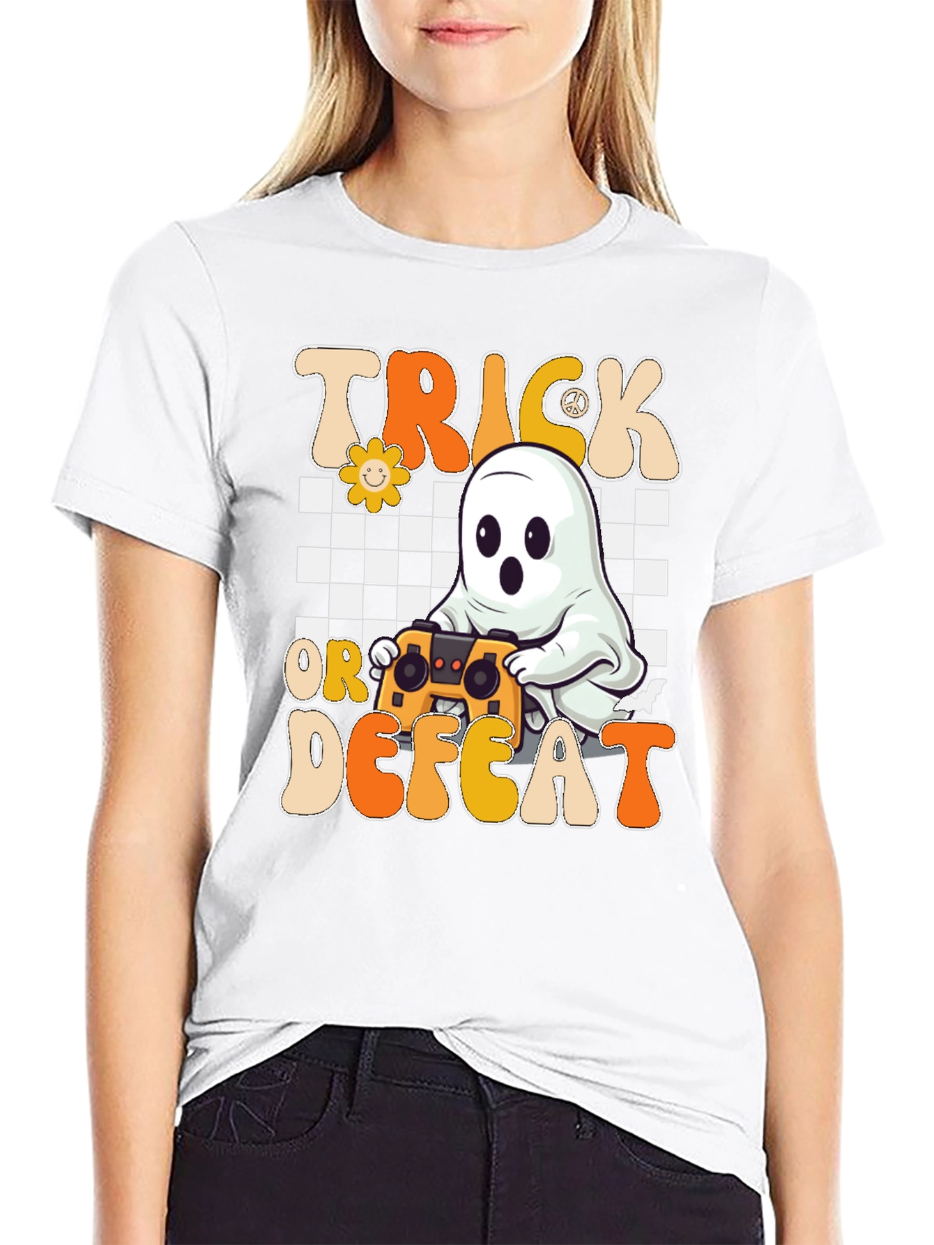 Trick or Defeat Gamer Ghost T-Shirt