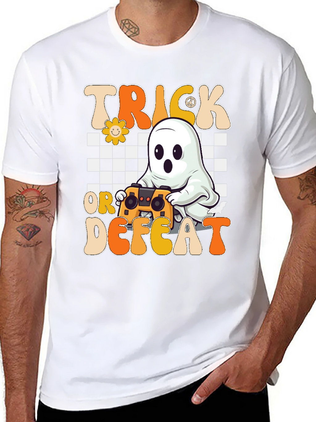 Trick or Defeat Gamer Ghost T-Shirt