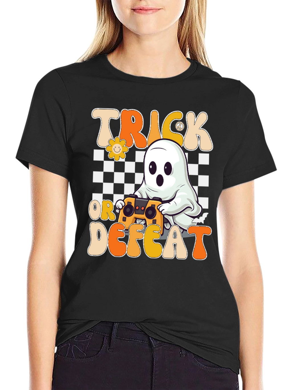 Trick or Defeat Gamer Ghost T-Shirt