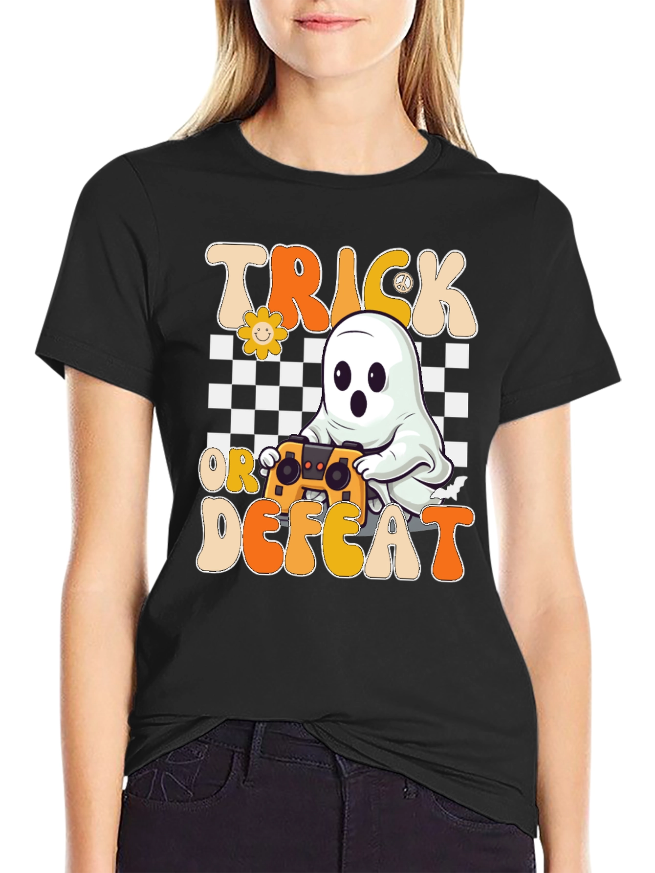 Trick or Defeat Gamer Ghost T-Shirt