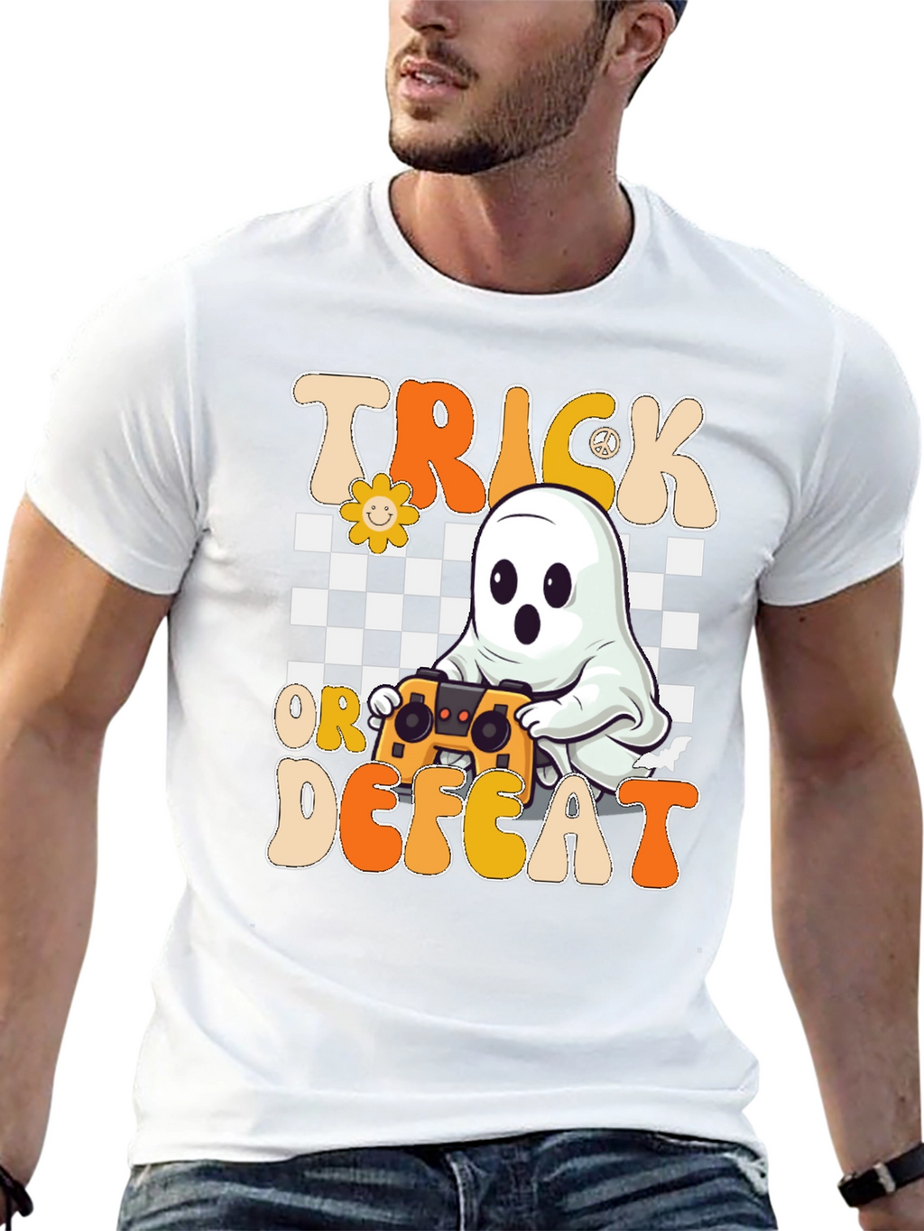 Trick or Defeat Gamer Ghost T-Shirt