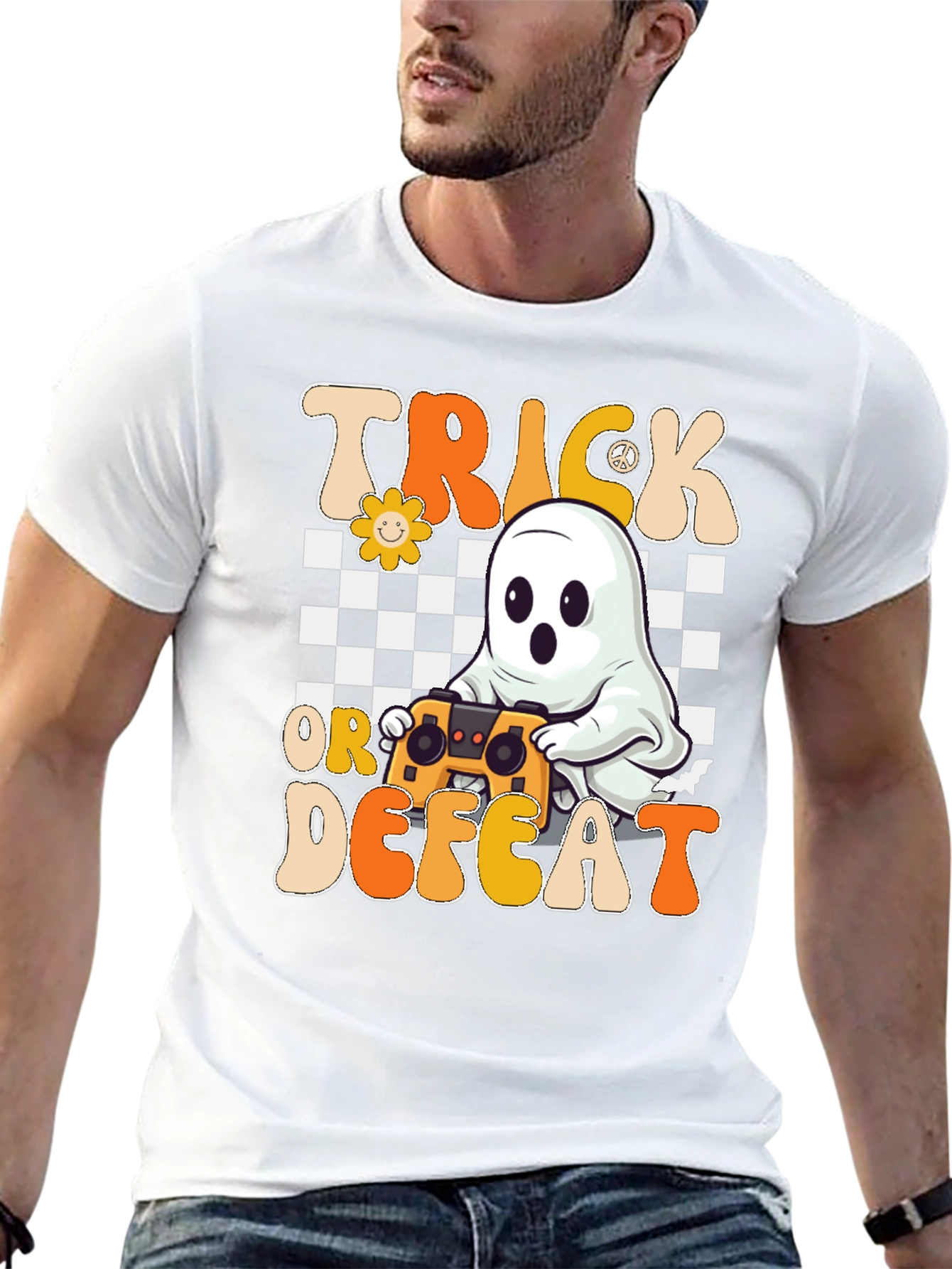 Trick or Defeat Gamer Ghost T-Shirt