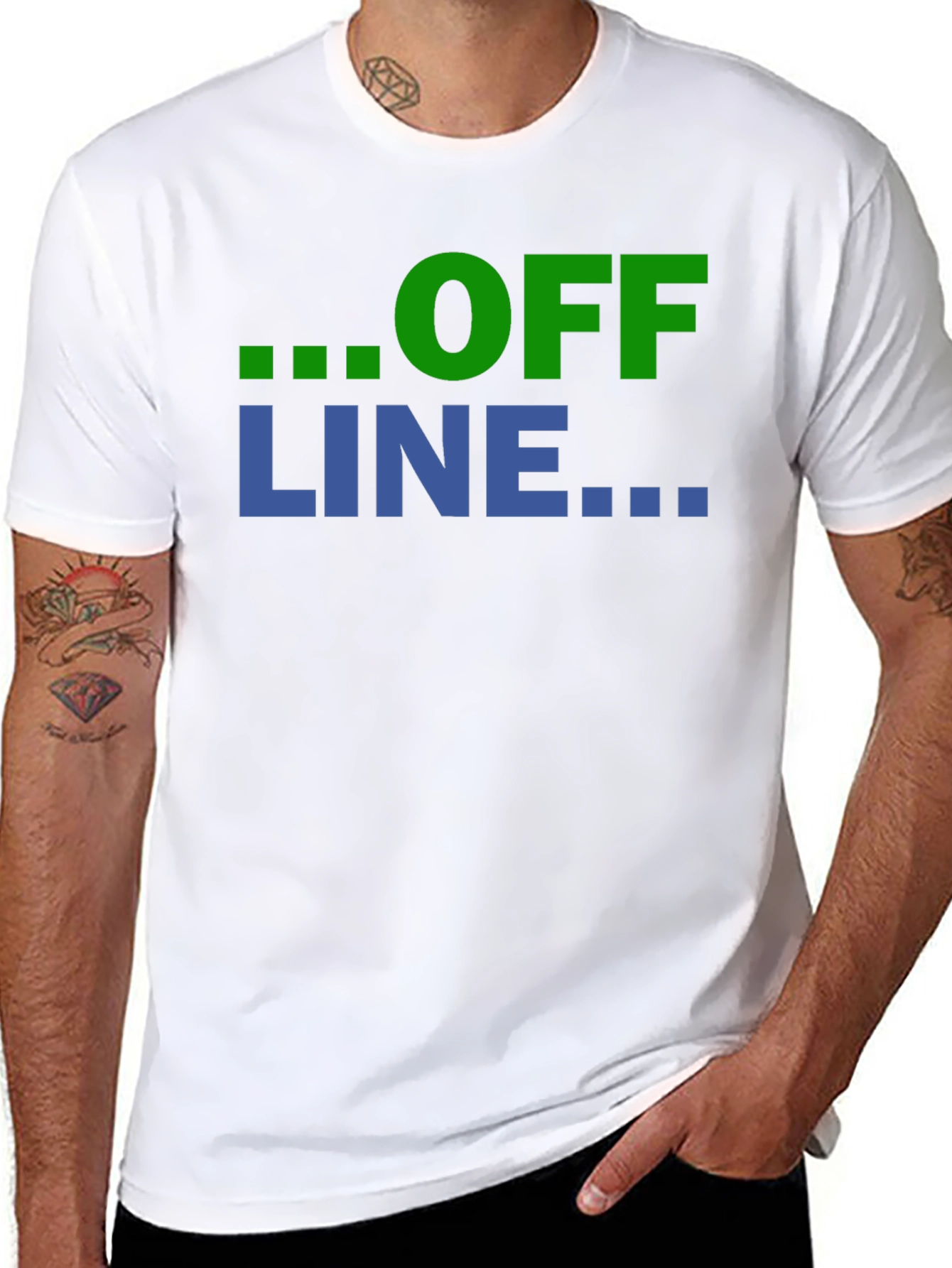 Offline Mode Graphic T-Shirt - Black Casual Tee