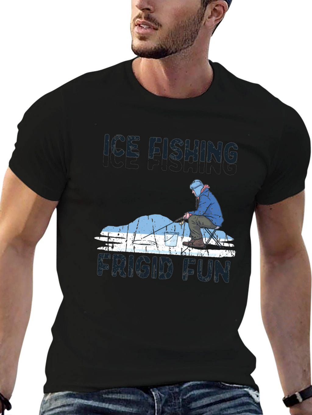 Ice Fishing Frigid Fun Graphic T-Shirt