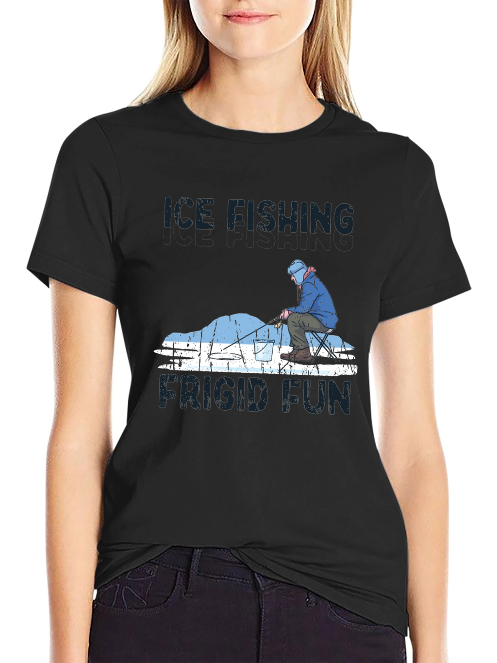 Ice Fishing Frigid Fun Graphic T-Shirt