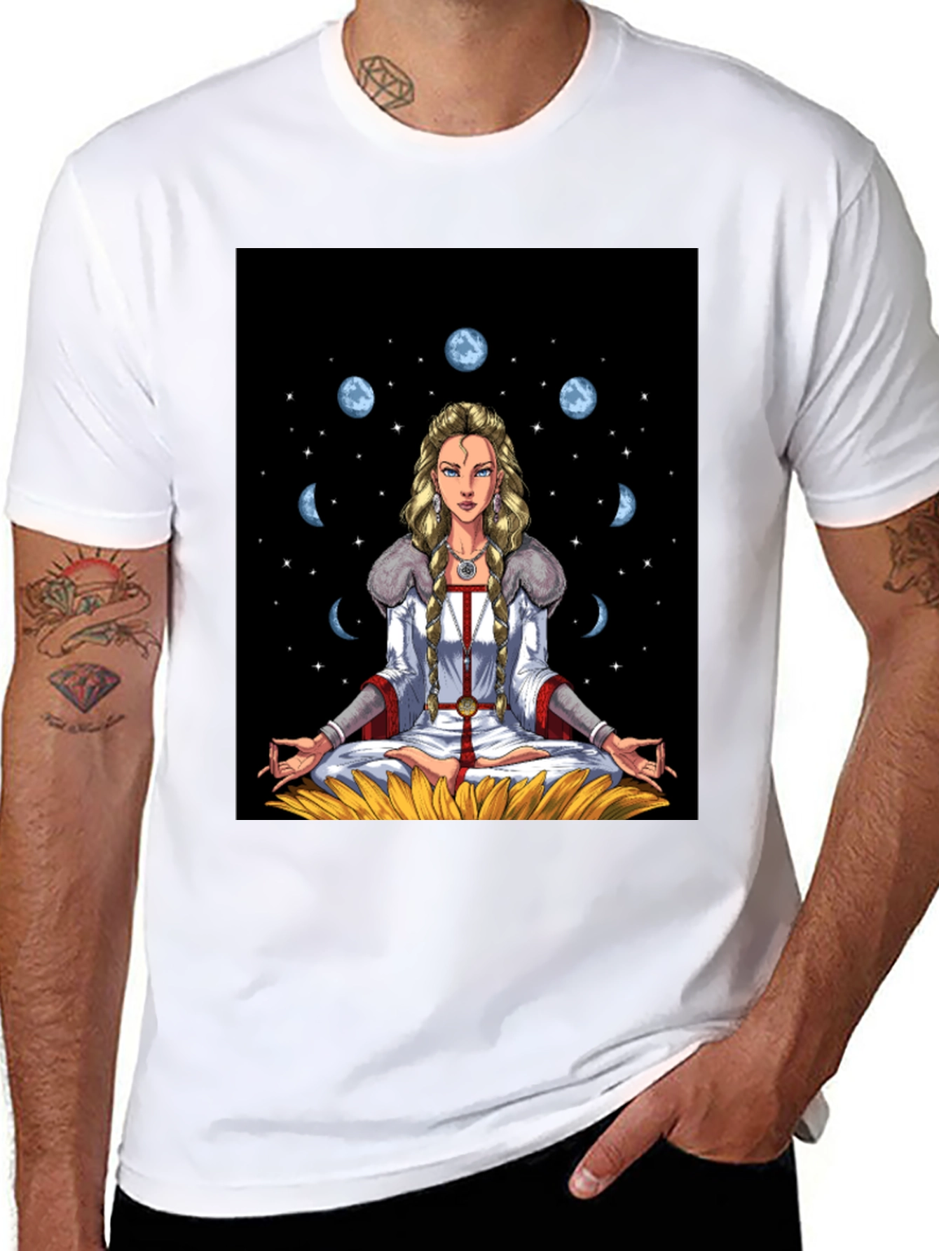 Celestial Moon Phase Yoga T-Shirt