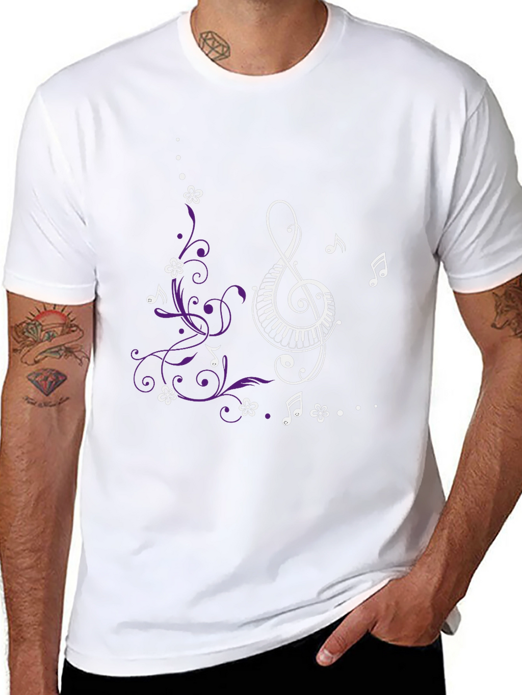 Musical Treble Clef Floral T-Shirt