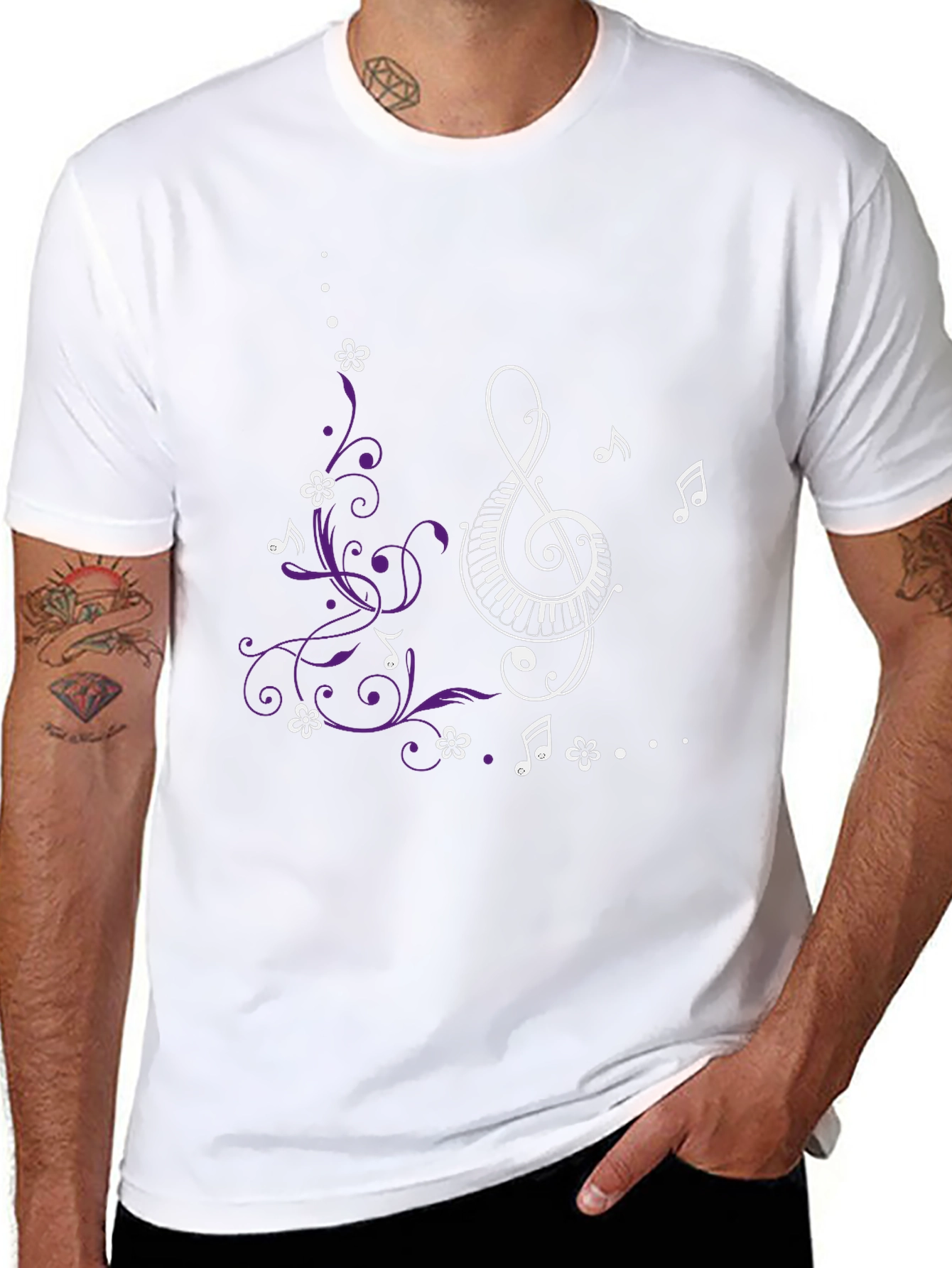 Musical Treble Clef Floral T-Shirt