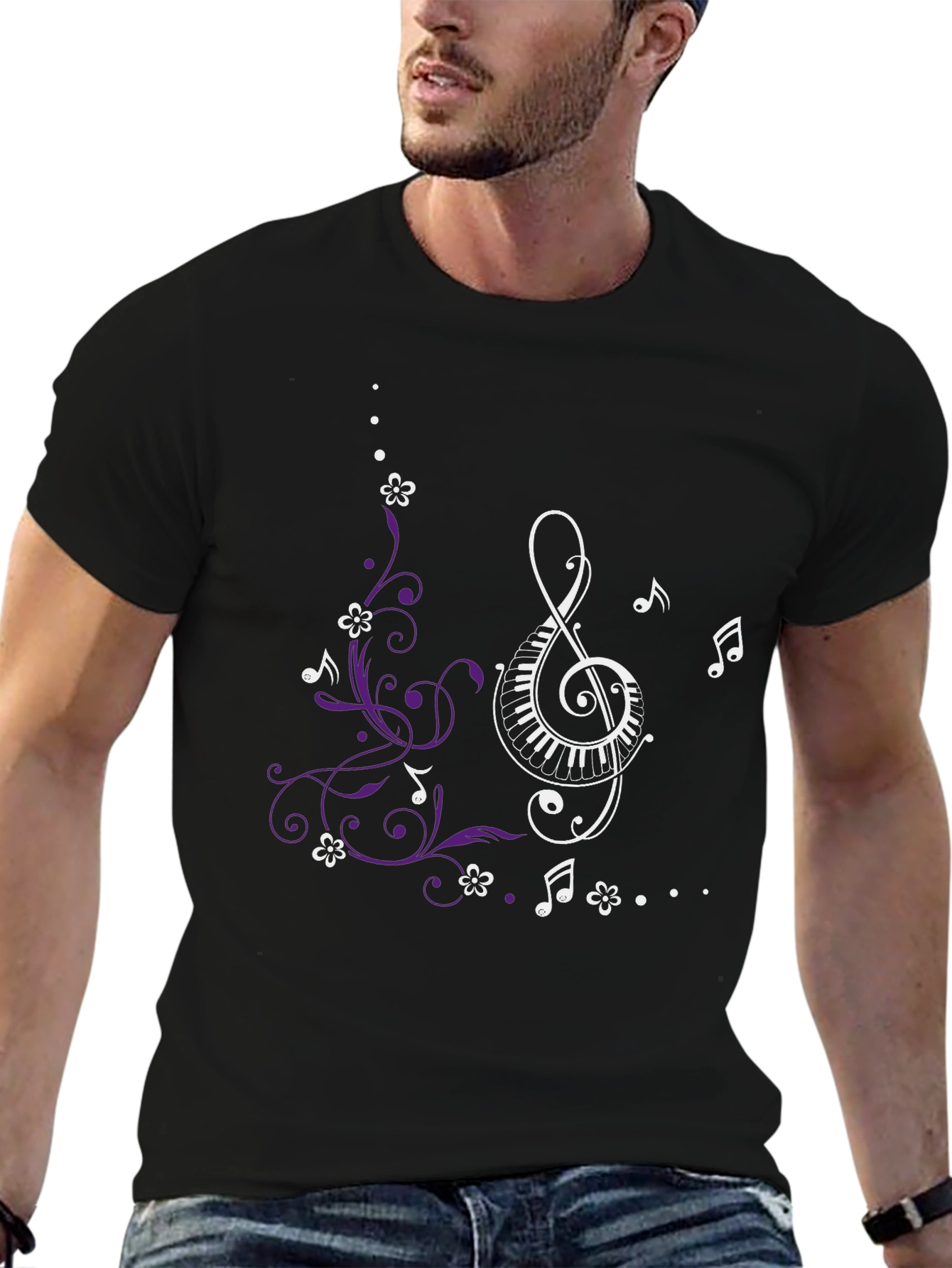 Musical Treble Clef Floral T-Shirt