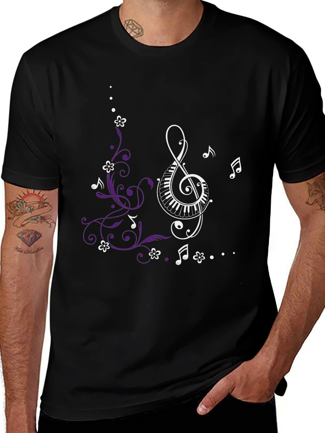 Musical Treble Clef Floral T-Shirt