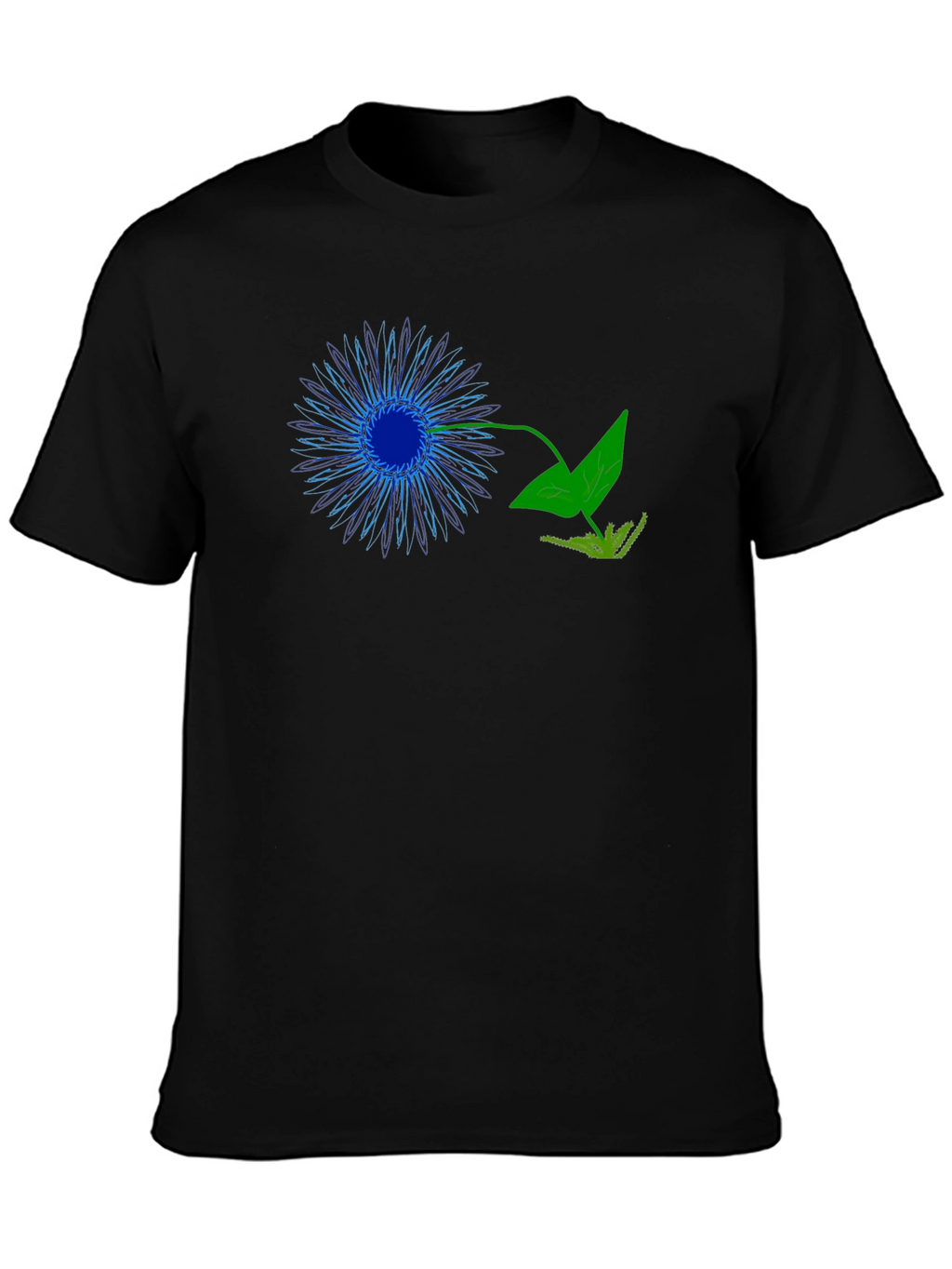 Black Graphic Tee - Neon Flower Design