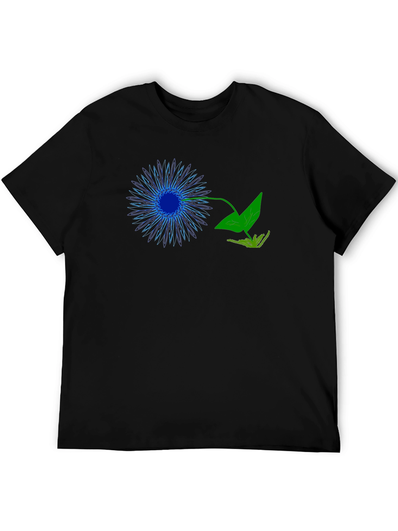 Black Graphic Tee - Neon Flower Design