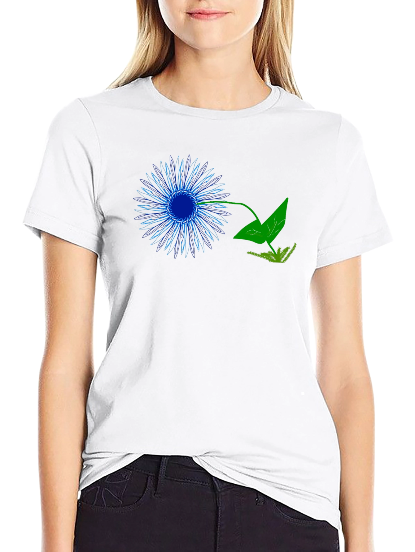Black Graphic Tee - Neon Flower Design