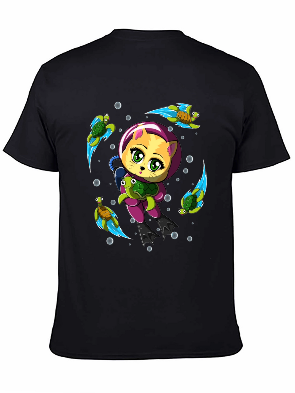 Cat Scuba Diver Graphic T-Shirt - Underwater Adventure Tee