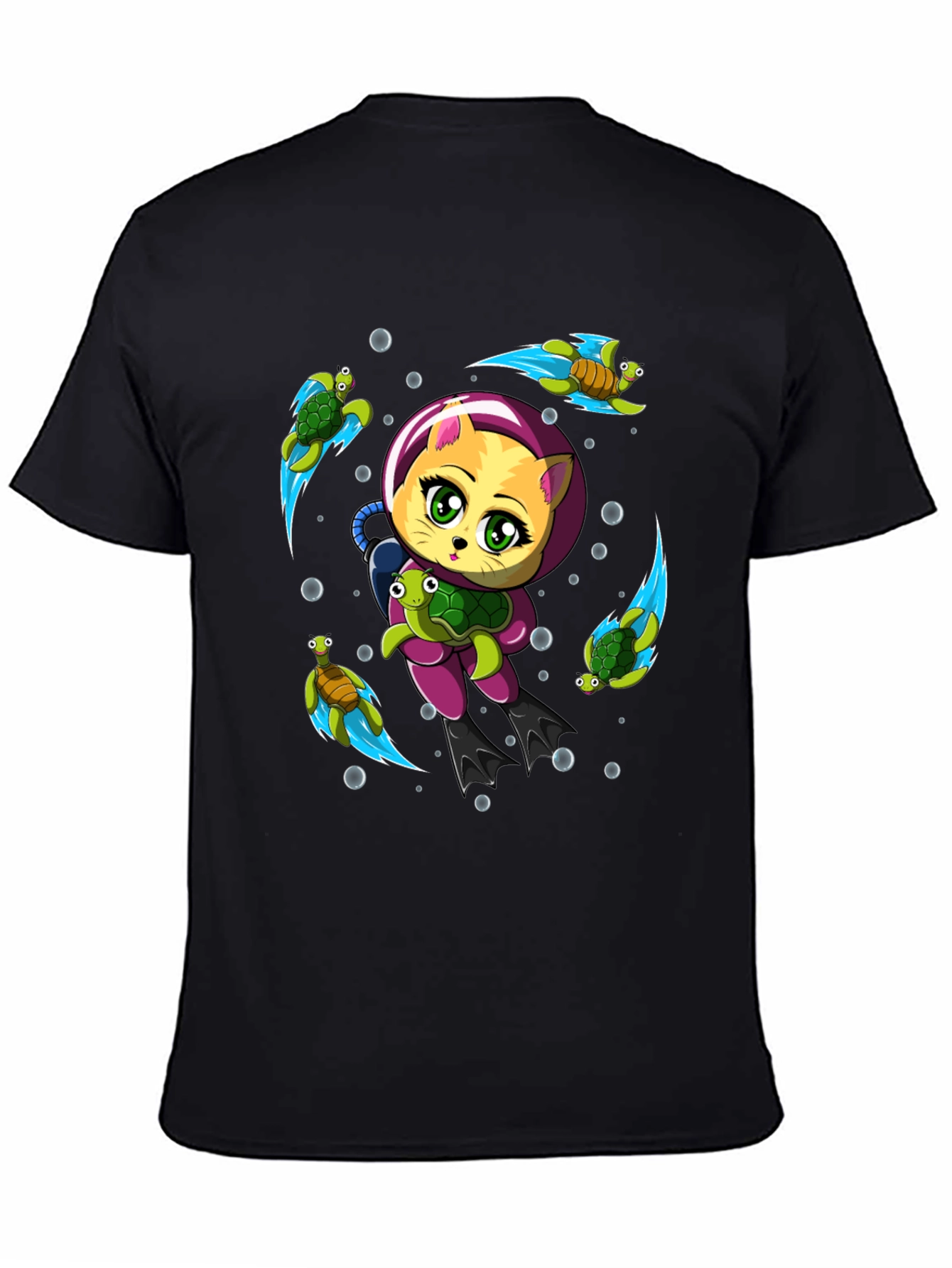 Cat Scuba Diver Graphic T-Shirt - Underwater Adventure Tee