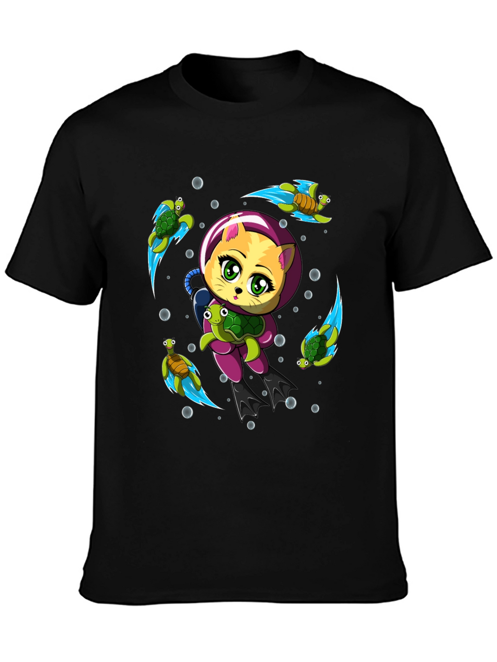 Cat Scuba Diver Graphic T-Shirt - Underwater Adventure Tee