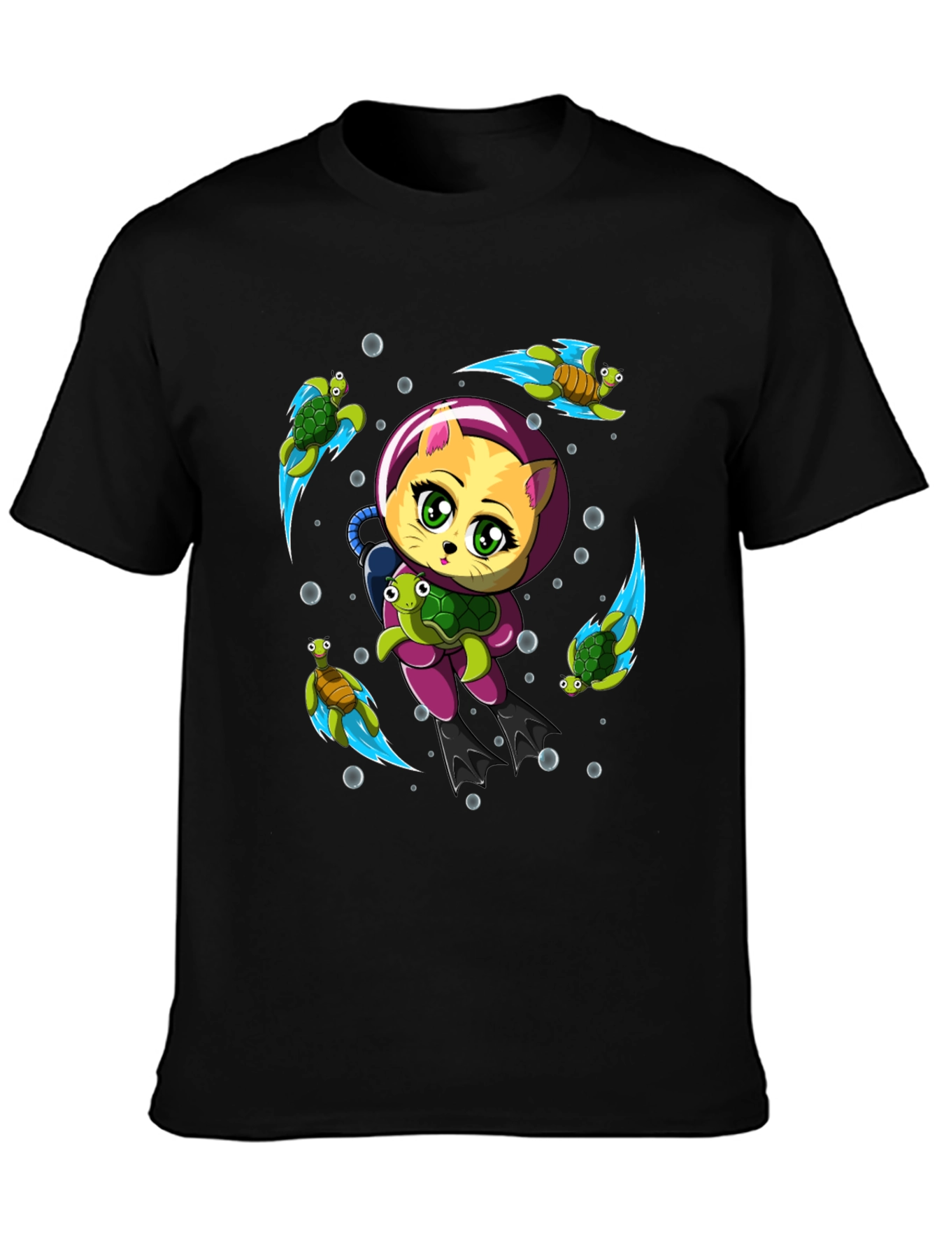 Cat Scuba Diver Graphic T-Shirt - Underwater Adventure Tee