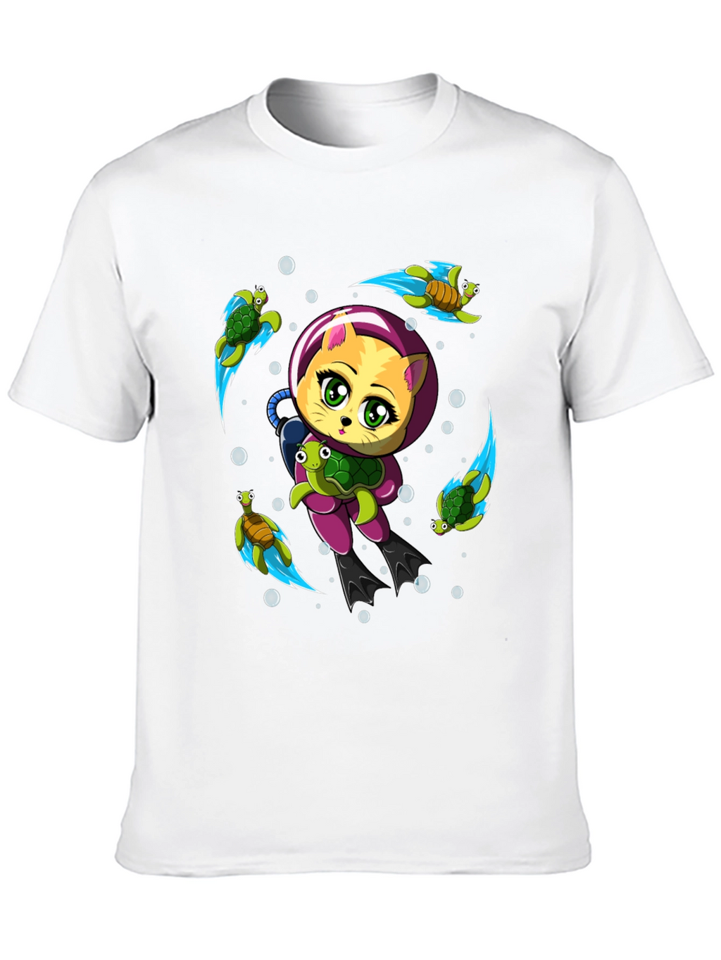 Cat Scuba Diver Graphic T-Shirt - Underwater Adventure Tee