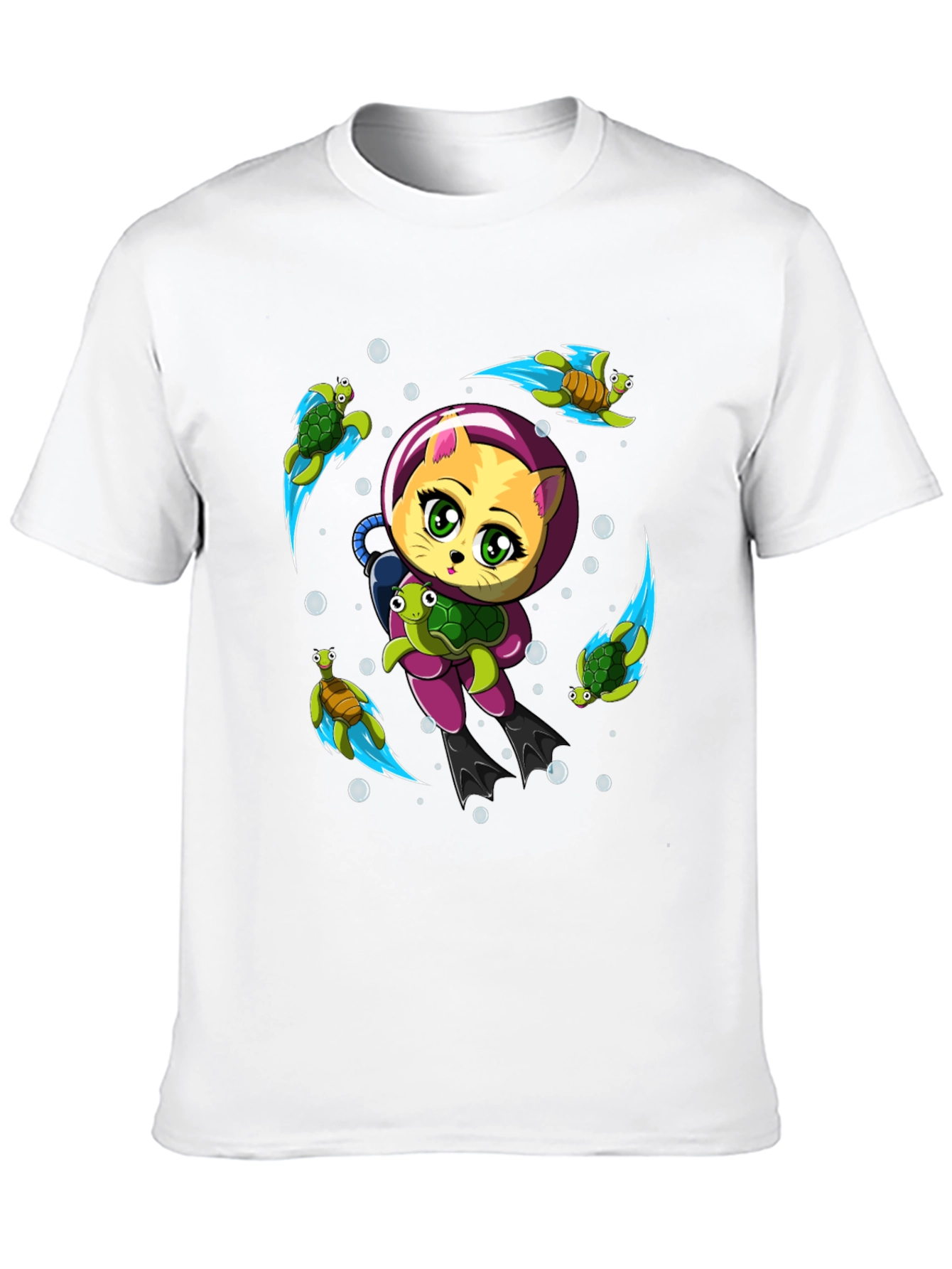Cat Scuba Diver Graphic T-Shirt - Underwater Adventure Tee