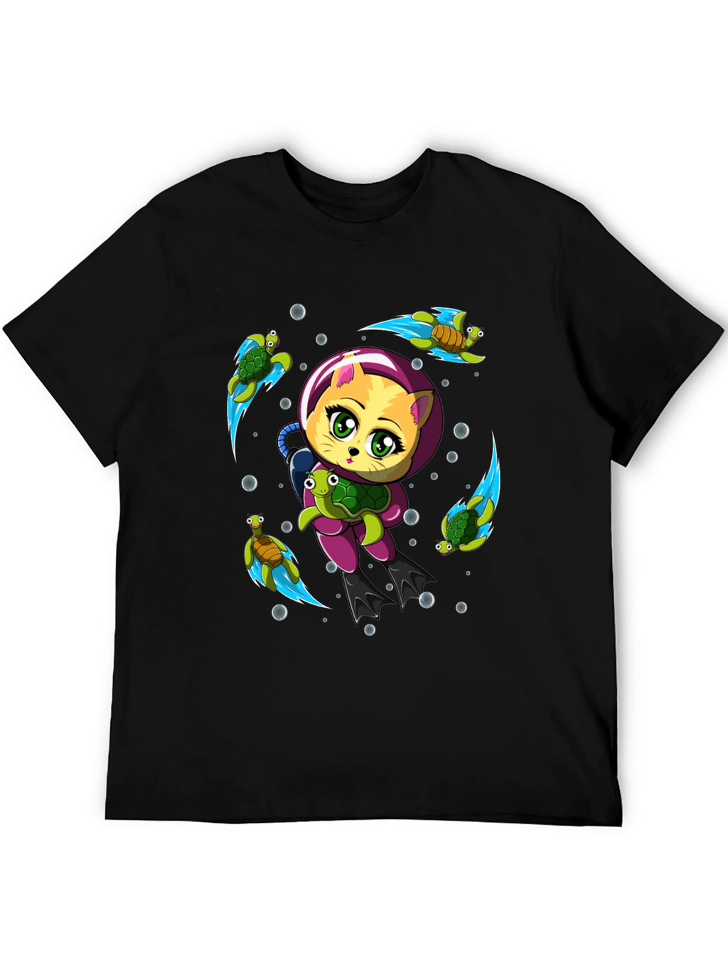 Cat Scuba Diver Graphic T-Shirt - Underwater Adventure Tee