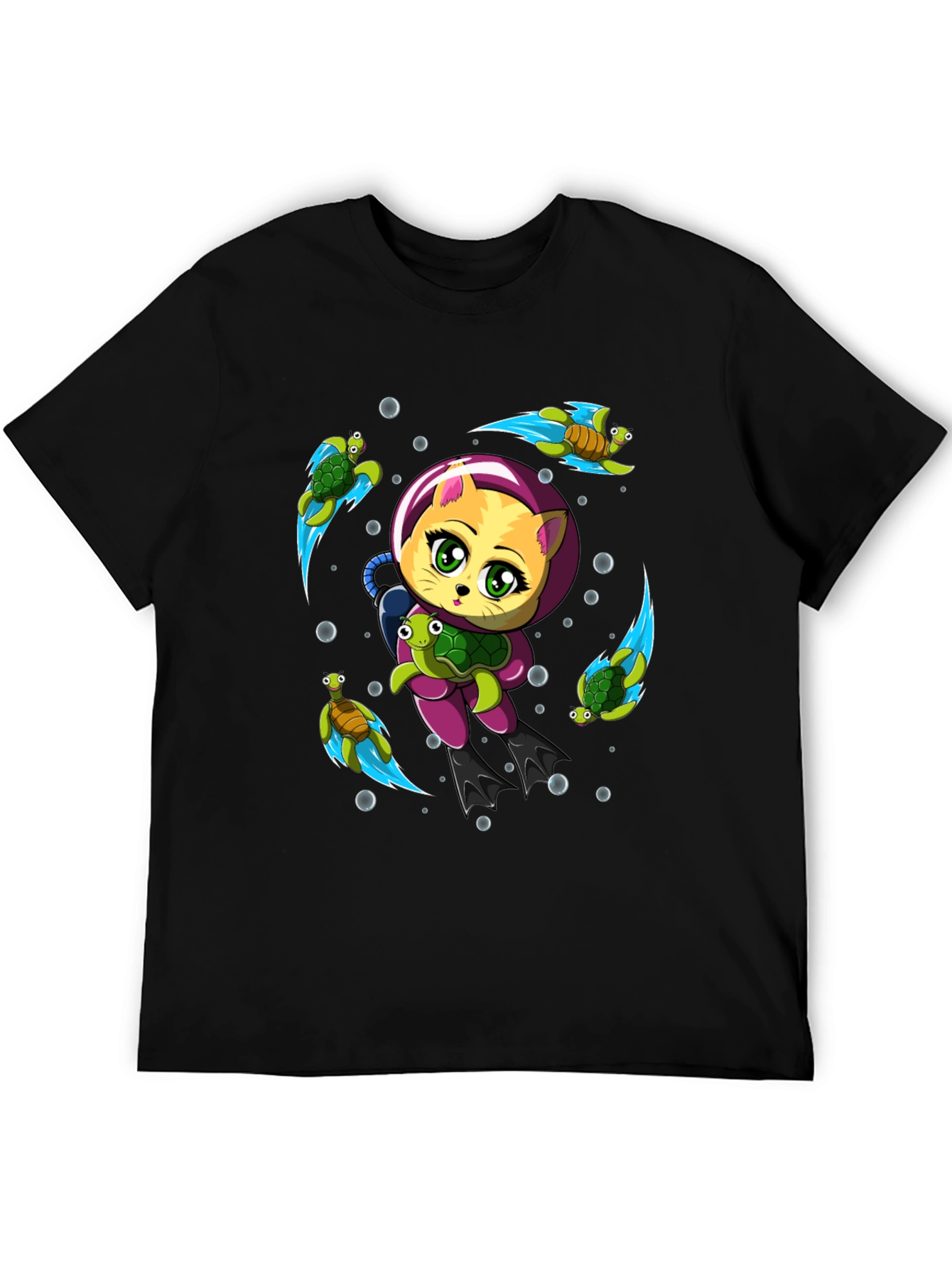 Cat Scuba Diver Graphic T-Shirt - Underwater Adventure Tee
