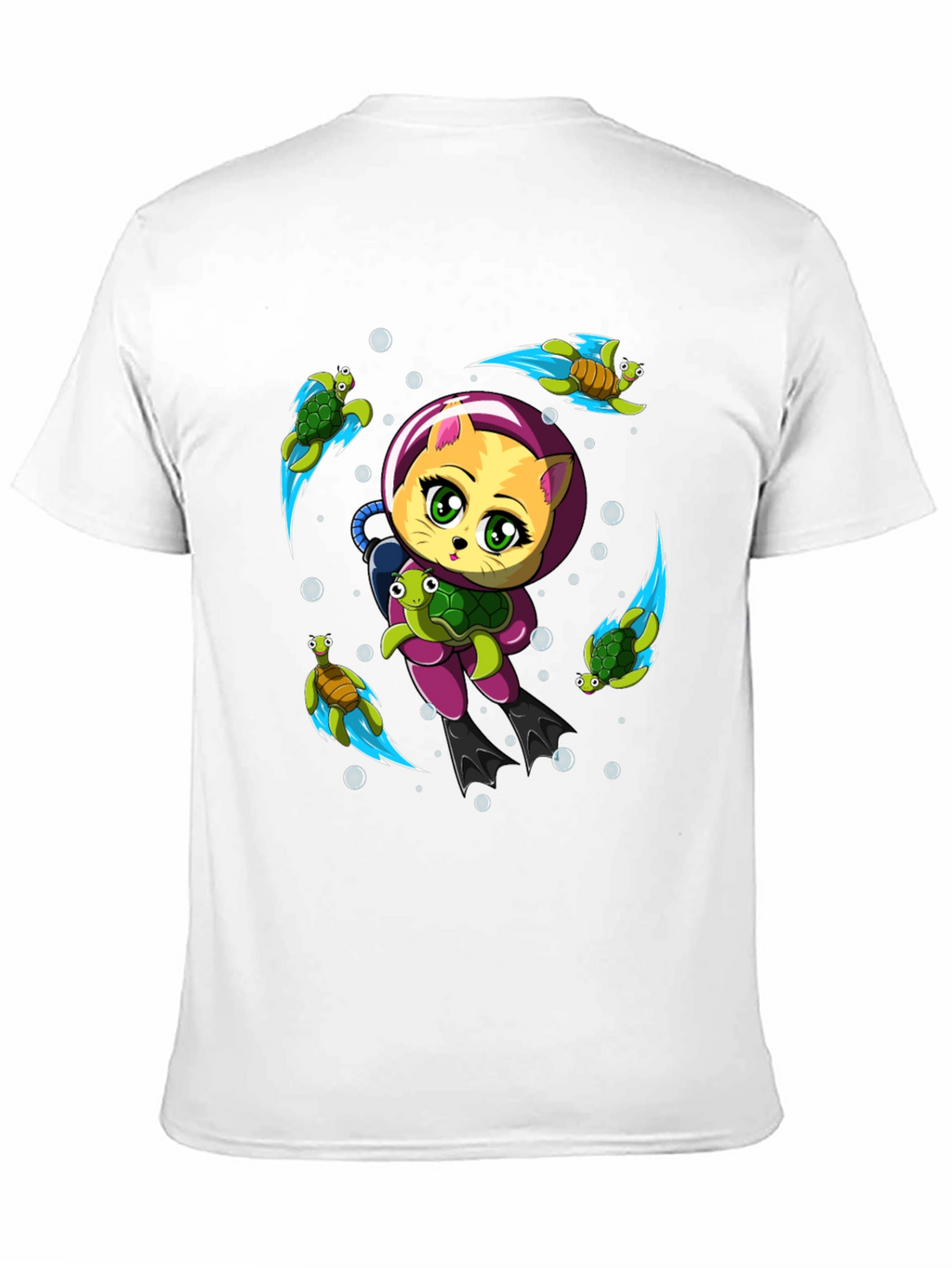 Cat Scuba Diver Graphic T-Shirt - Underwater Adventure Tee