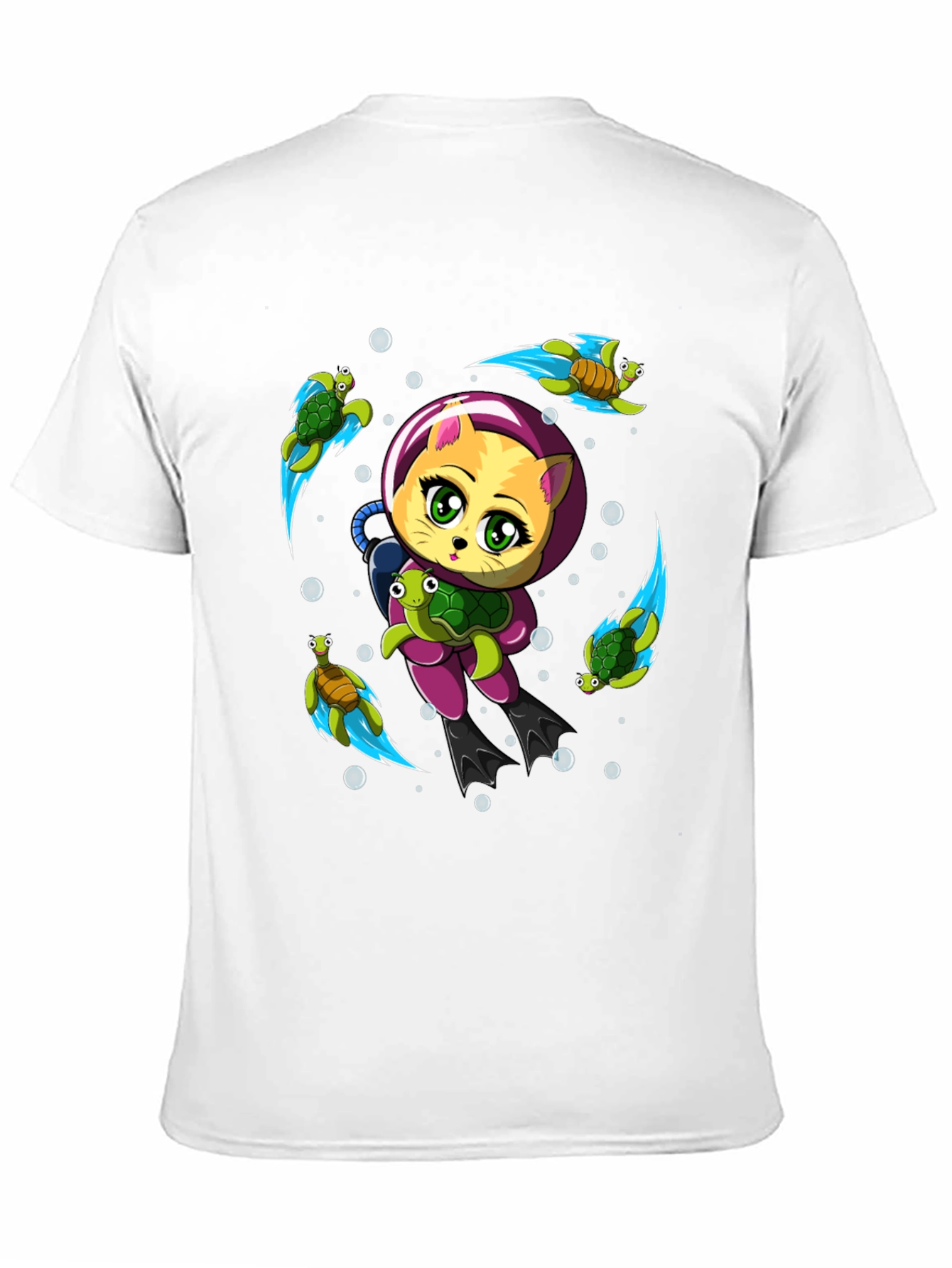 Cat Scuba Diver Graphic T-Shirt - Underwater Adventure Tee