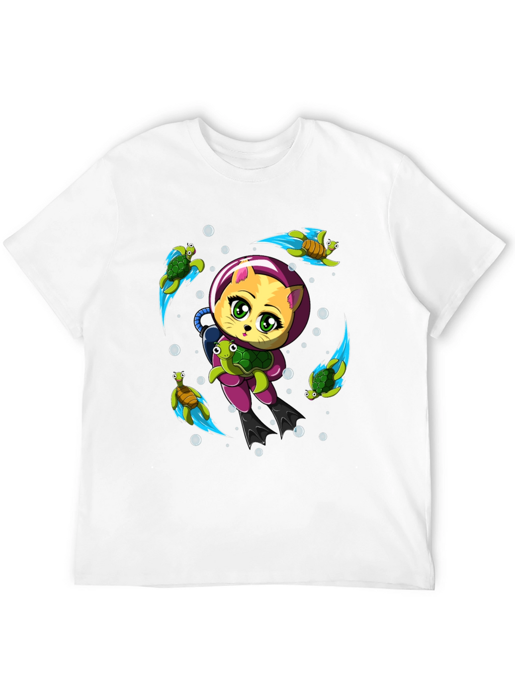 Cat Scuba Diver Graphic T-Shirt - Underwater Adventure Tee