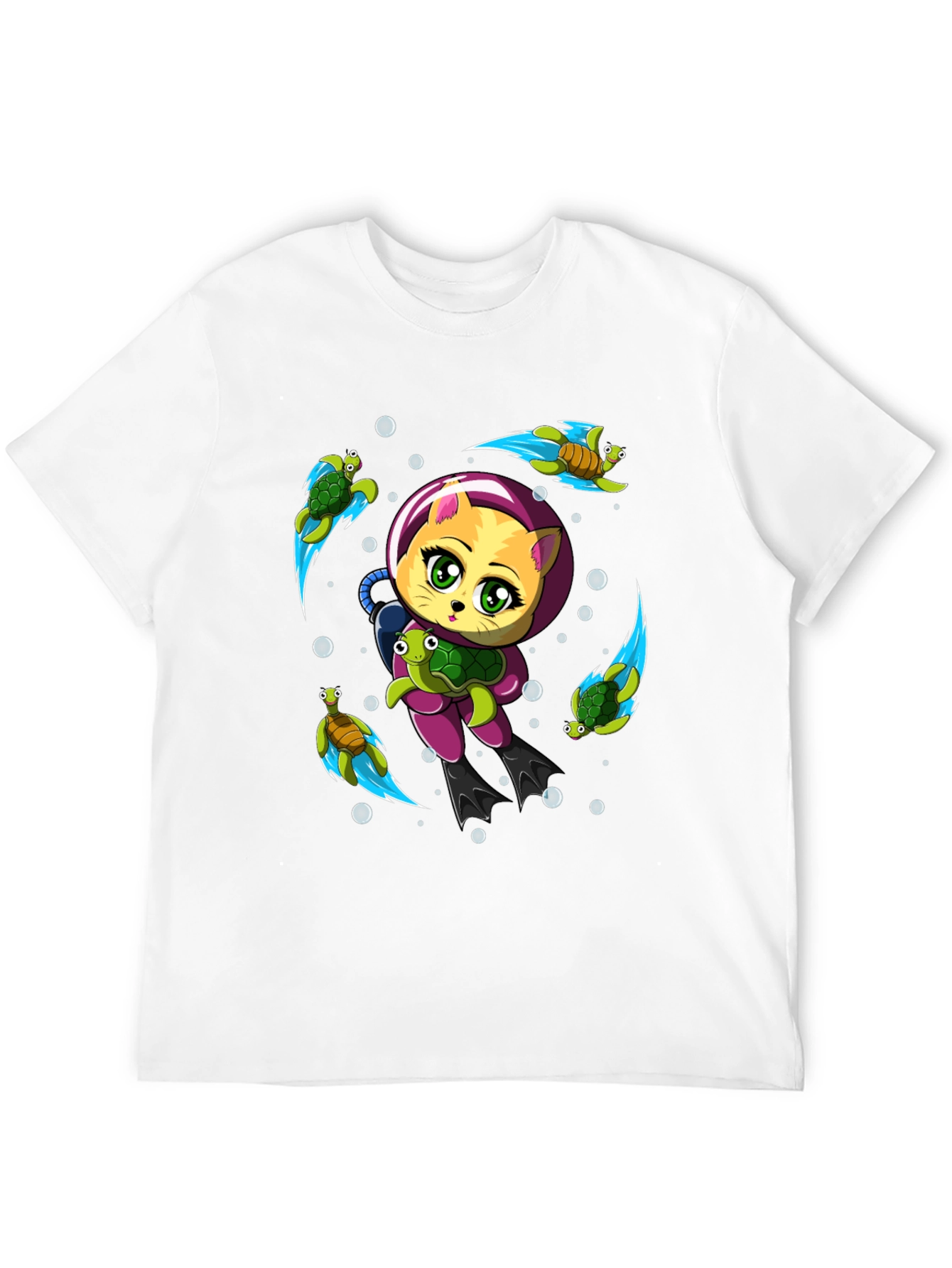 Cat Scuba Diver Graphic T-Shirt - Underwater Adventure Tee