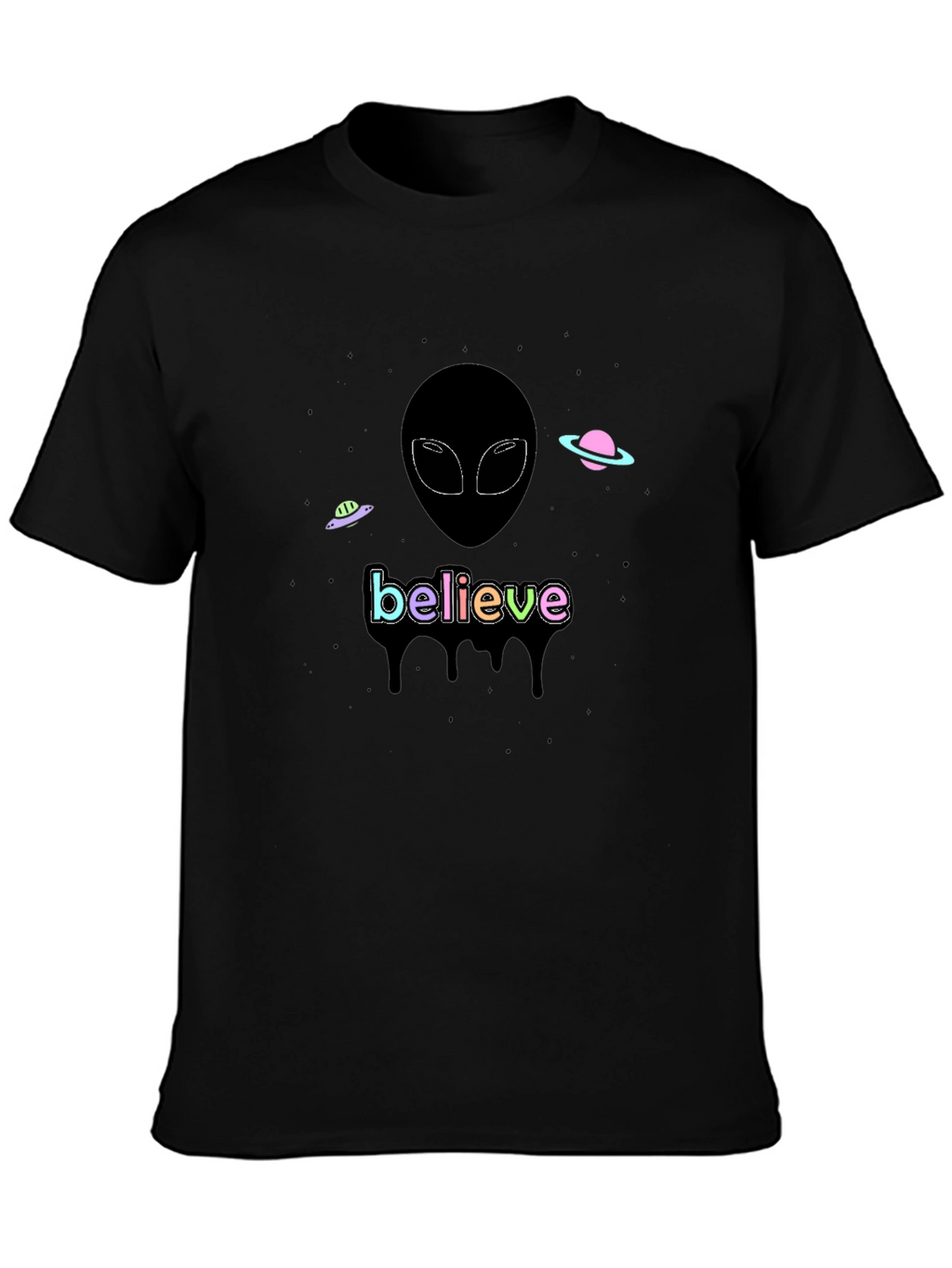 Believe Alien Graphic T-Shirt - Black