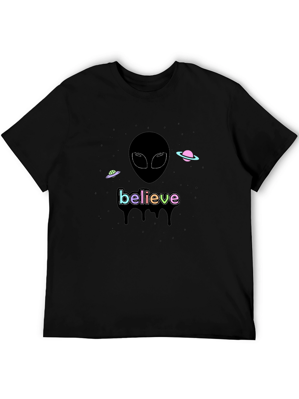 Believe Alien Graphic T-Shirt - Black