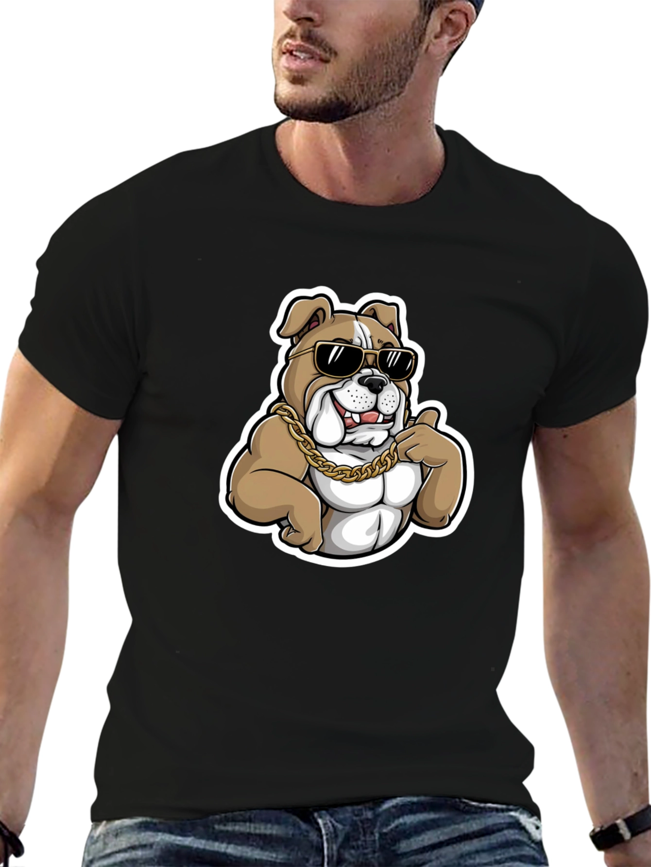 Cool Bulldog T-Shirt - Black Cotton Blend