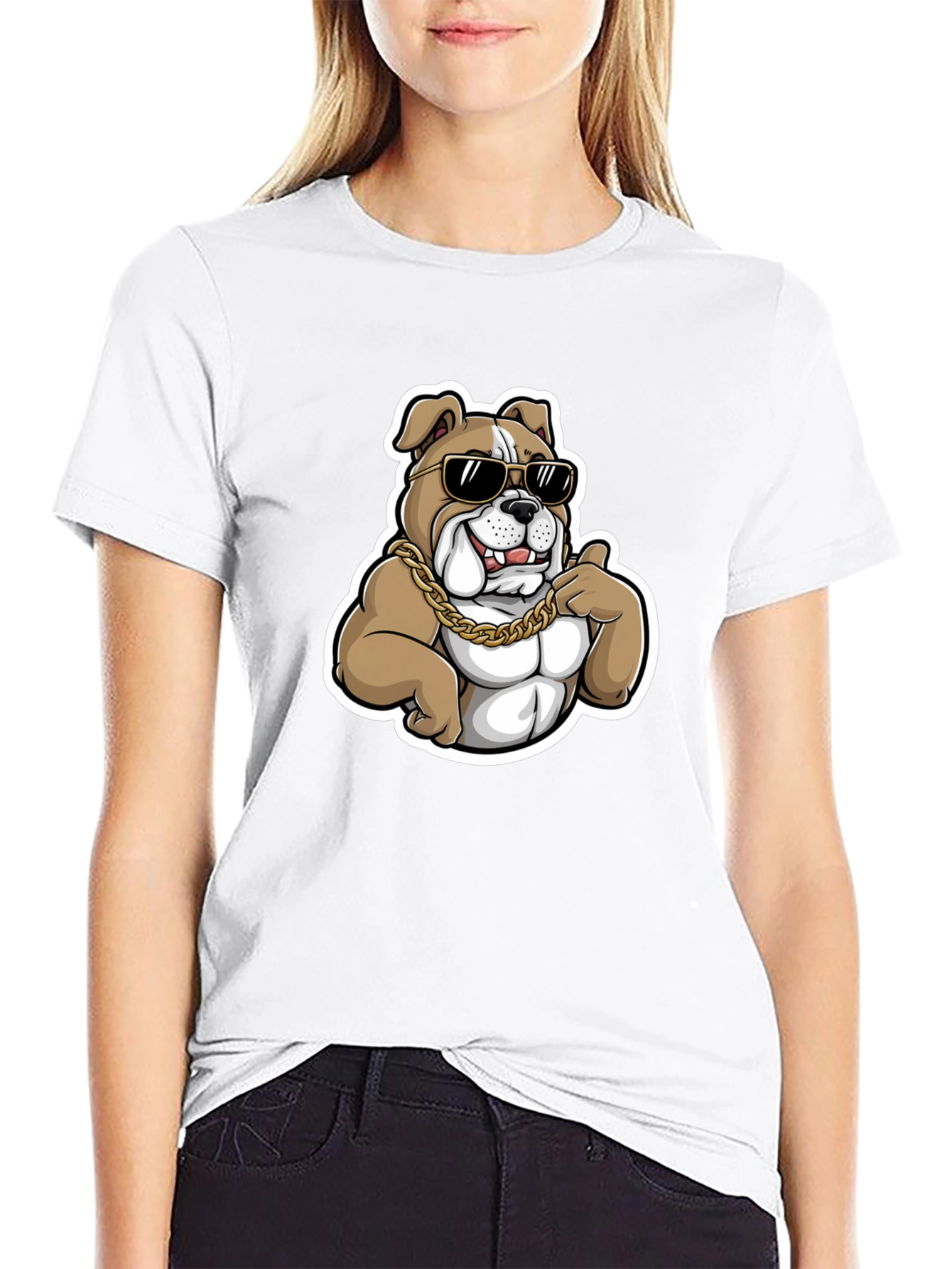 Cool Bulldog T-Shirt - Black Cotton Blend