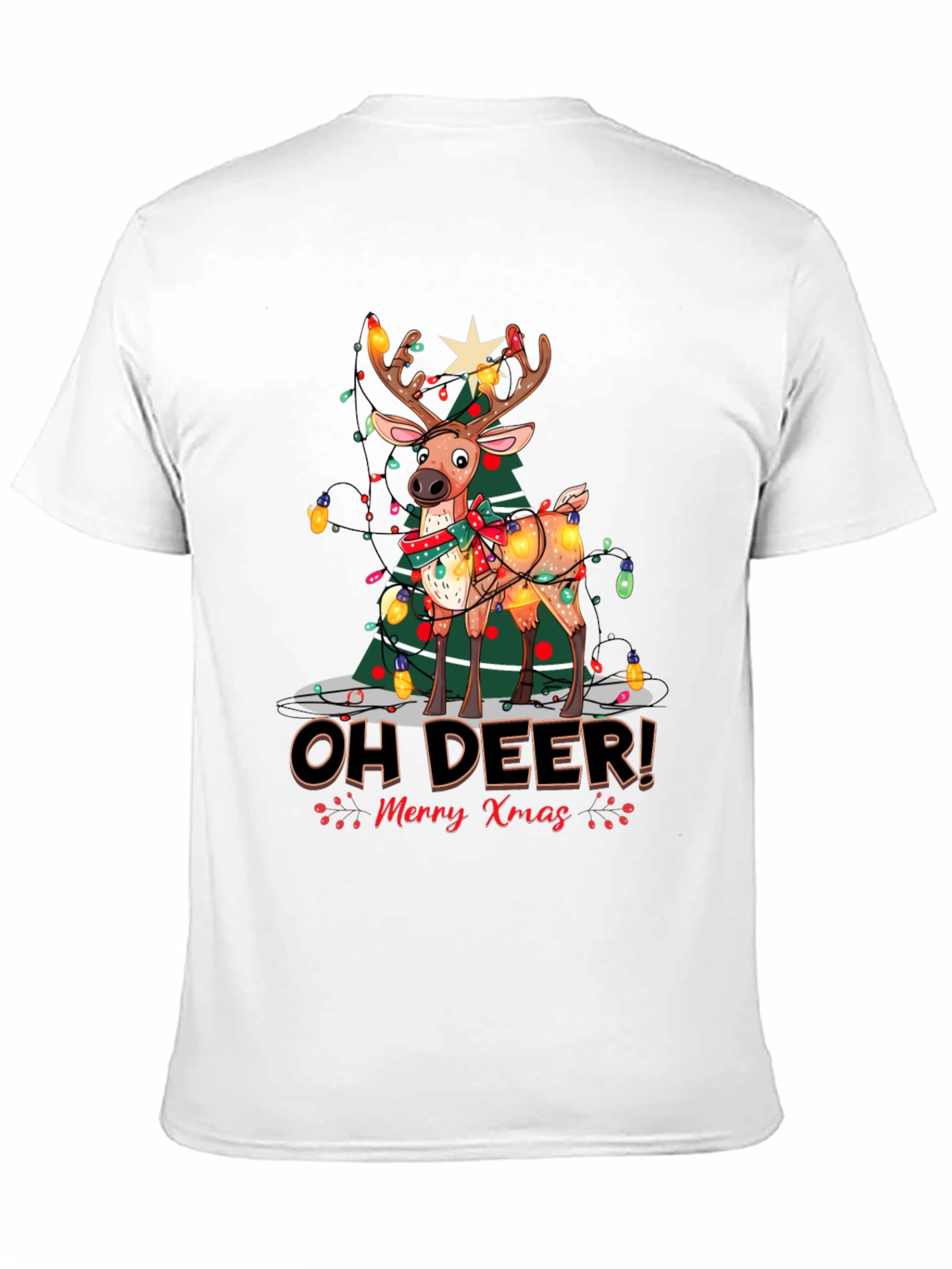 Funny Christmas Reindeer T-Shirt - Oh Deer! Merry Xmas Graphic Tee