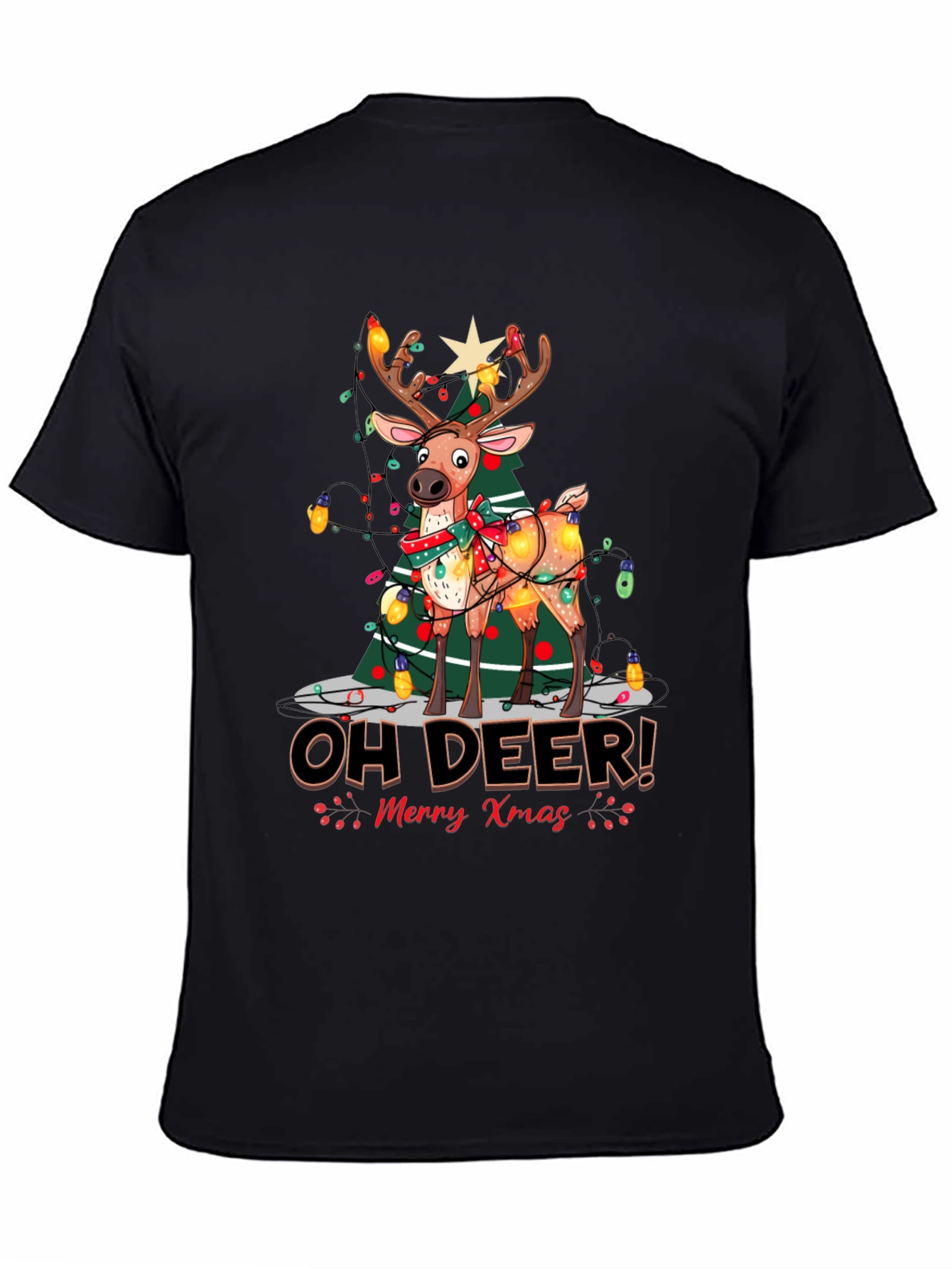 Funny Christmas Reindeer T-Shirt - Oh Deer! Merry Xmas Graphic Tee