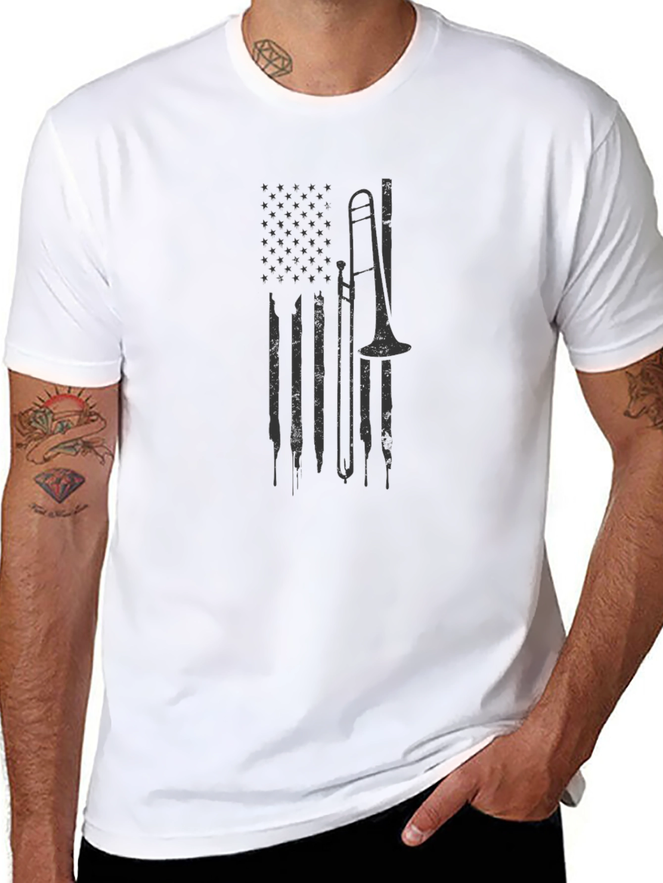 Trombone Flag Graphic Tee - Black