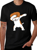 Dabbing Dog Graphic Tee - Trendy T-Shirt