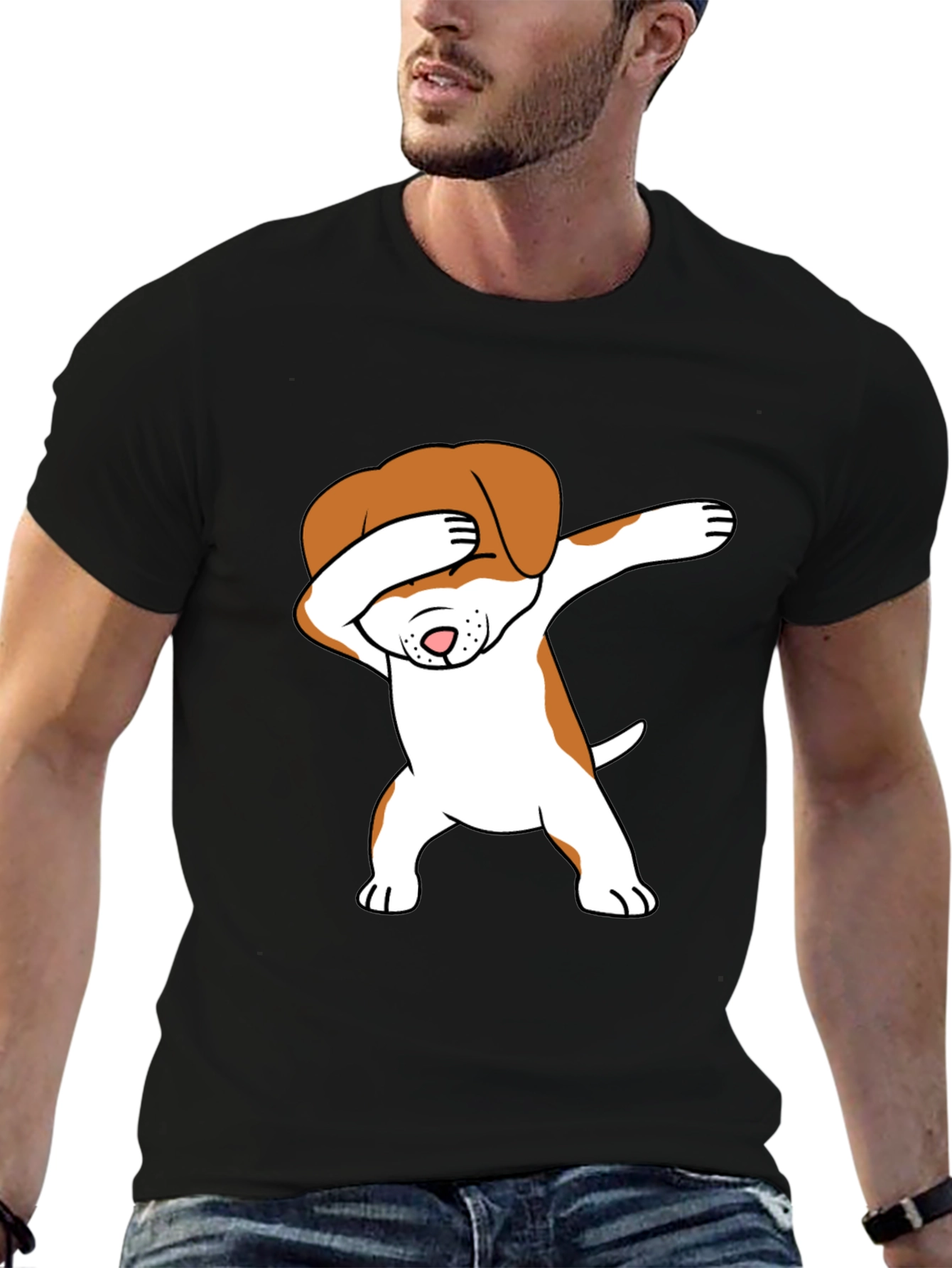 Dabbing Dog Graphic Tee - Trendy T-Shirt