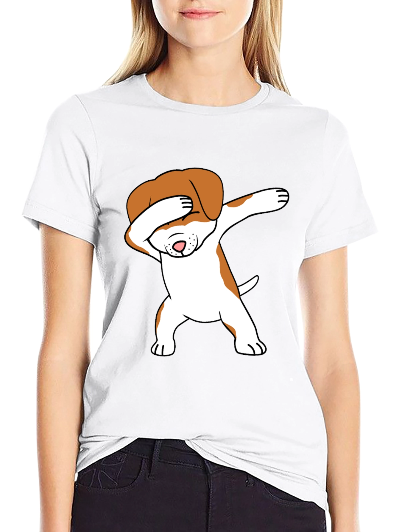 Dabbing Dog Graphic Tee - Trendy T-Shirt