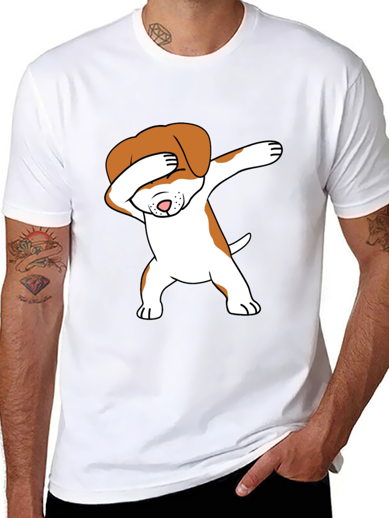 Dabbing Dog Graphic Tee - Trendy T-Shirt