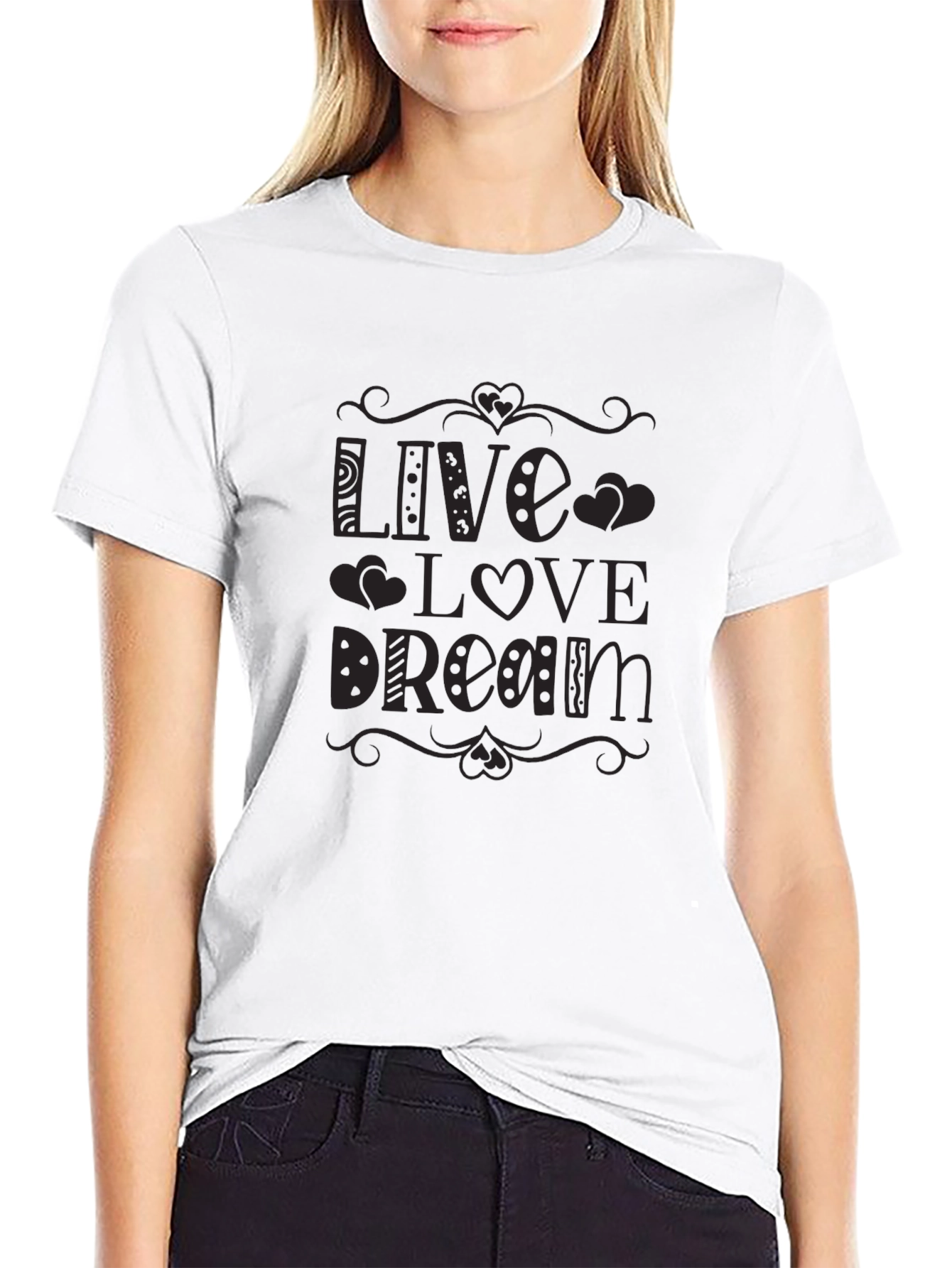 Live Love Dream Graphic Tee - Black Cotton T-Shirt