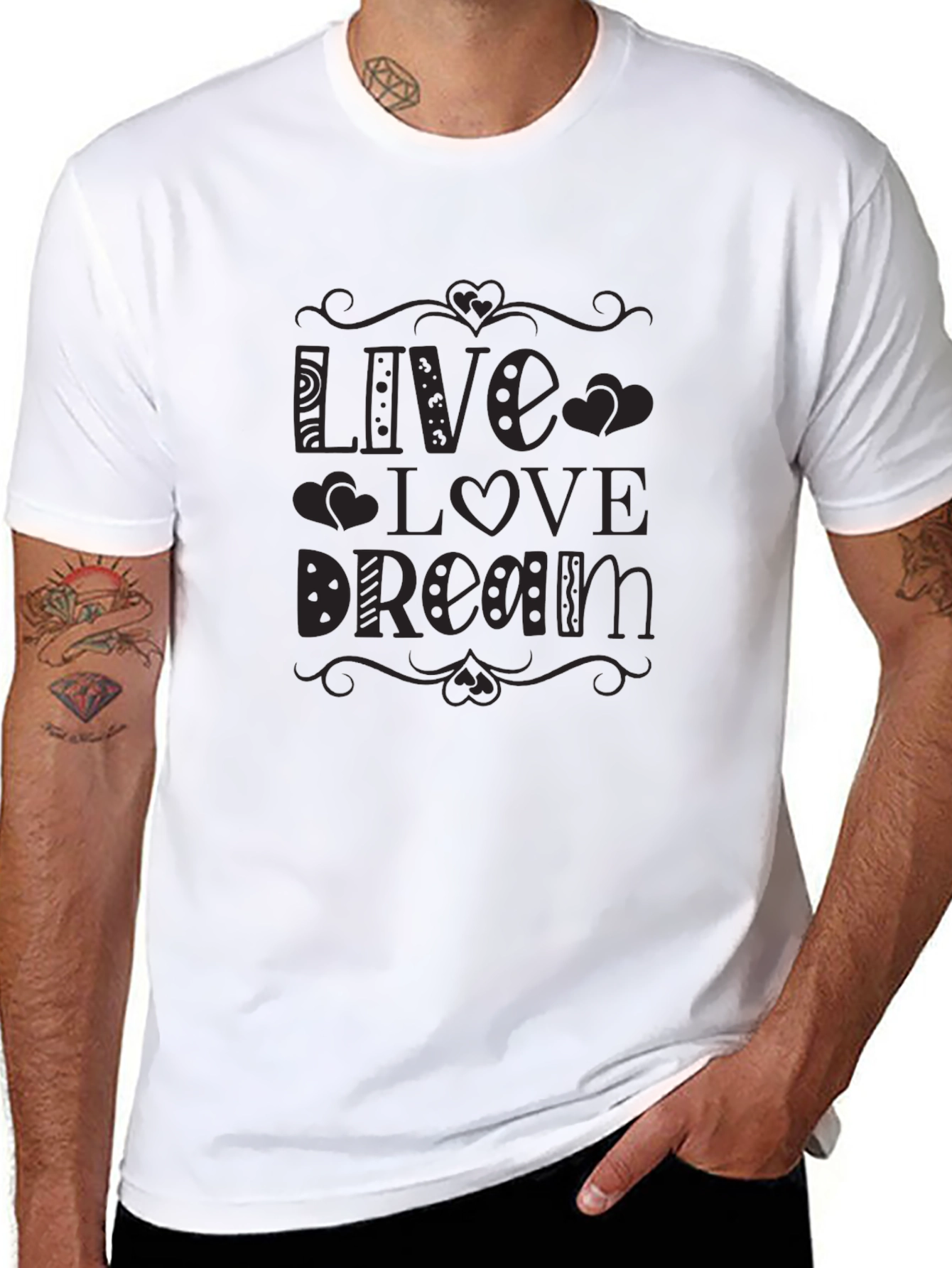 Live Love Dream Graphic Tee - Black Cotton T-Shirt