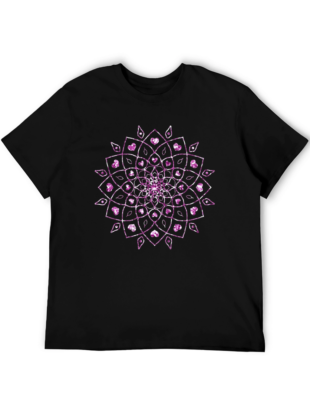 Mens Black T-Shirt with Purple Mandala Design