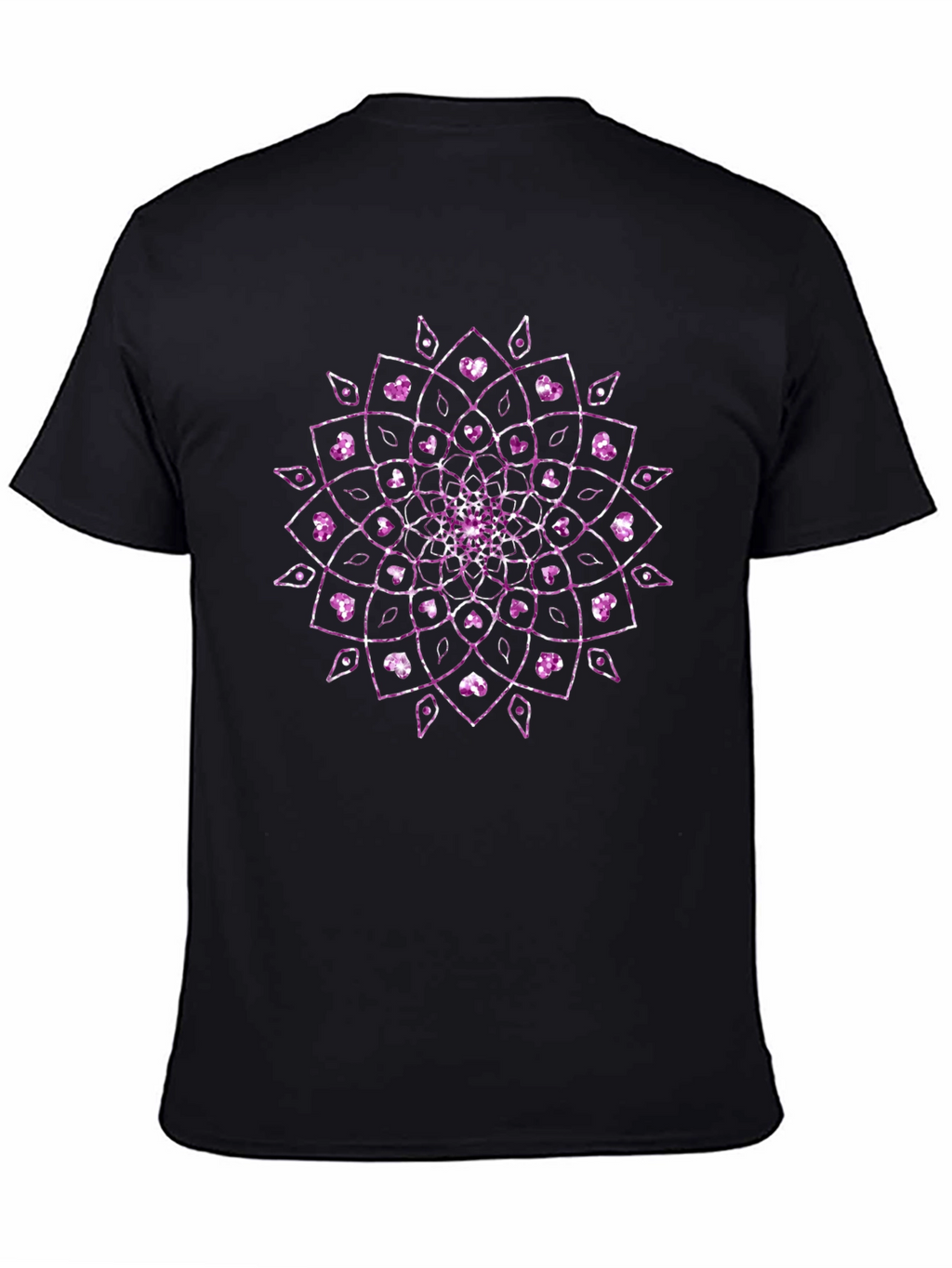 Mens Black T-Shirt with Purple Mandala Design