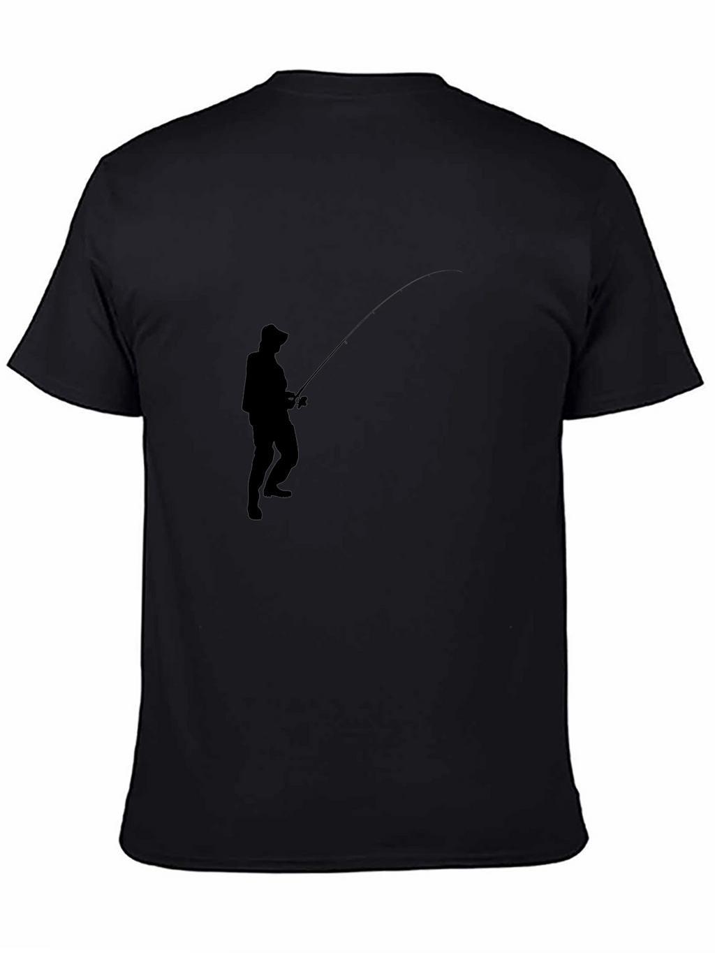 Fishing Silhouette Graphic Tee - Classic Black Cotton Blend