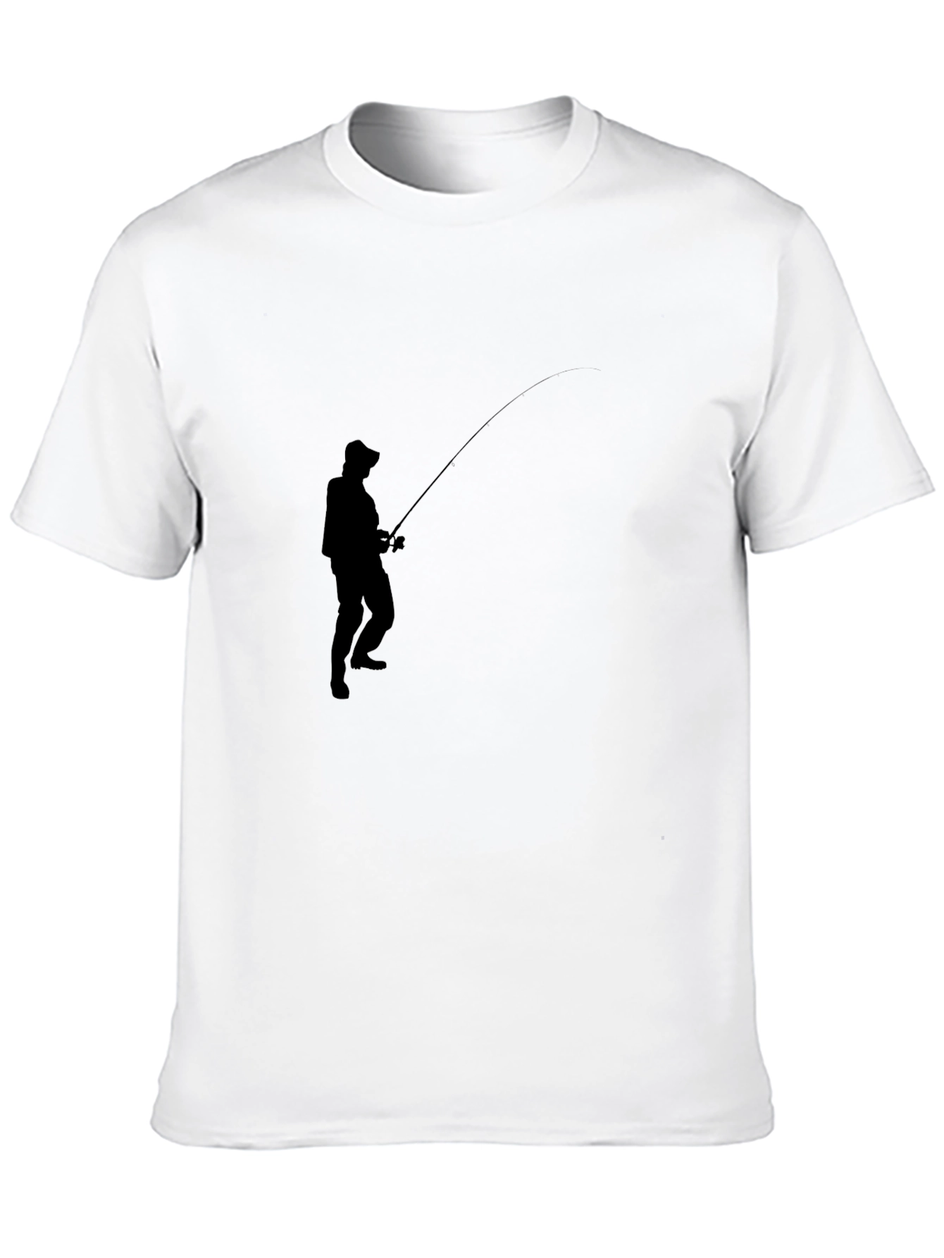 Fishing Silhouette Graphic Tee - Classic Black Cotton Blend