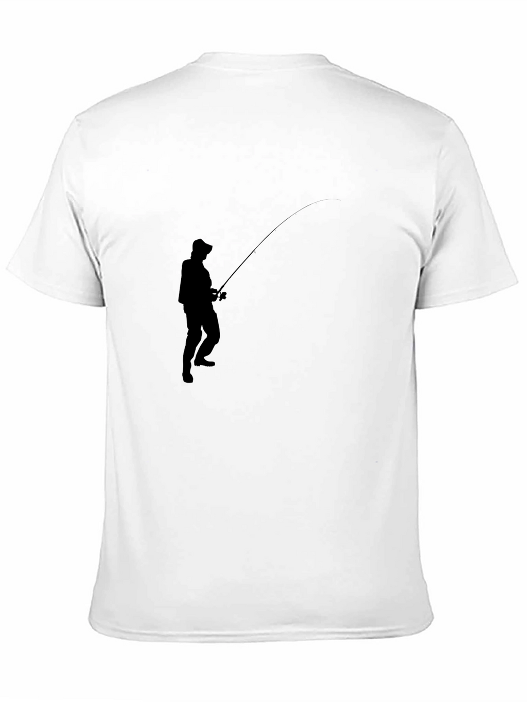 Fishing Silhouette Graphic Tee - Classic Black Cotton Blend