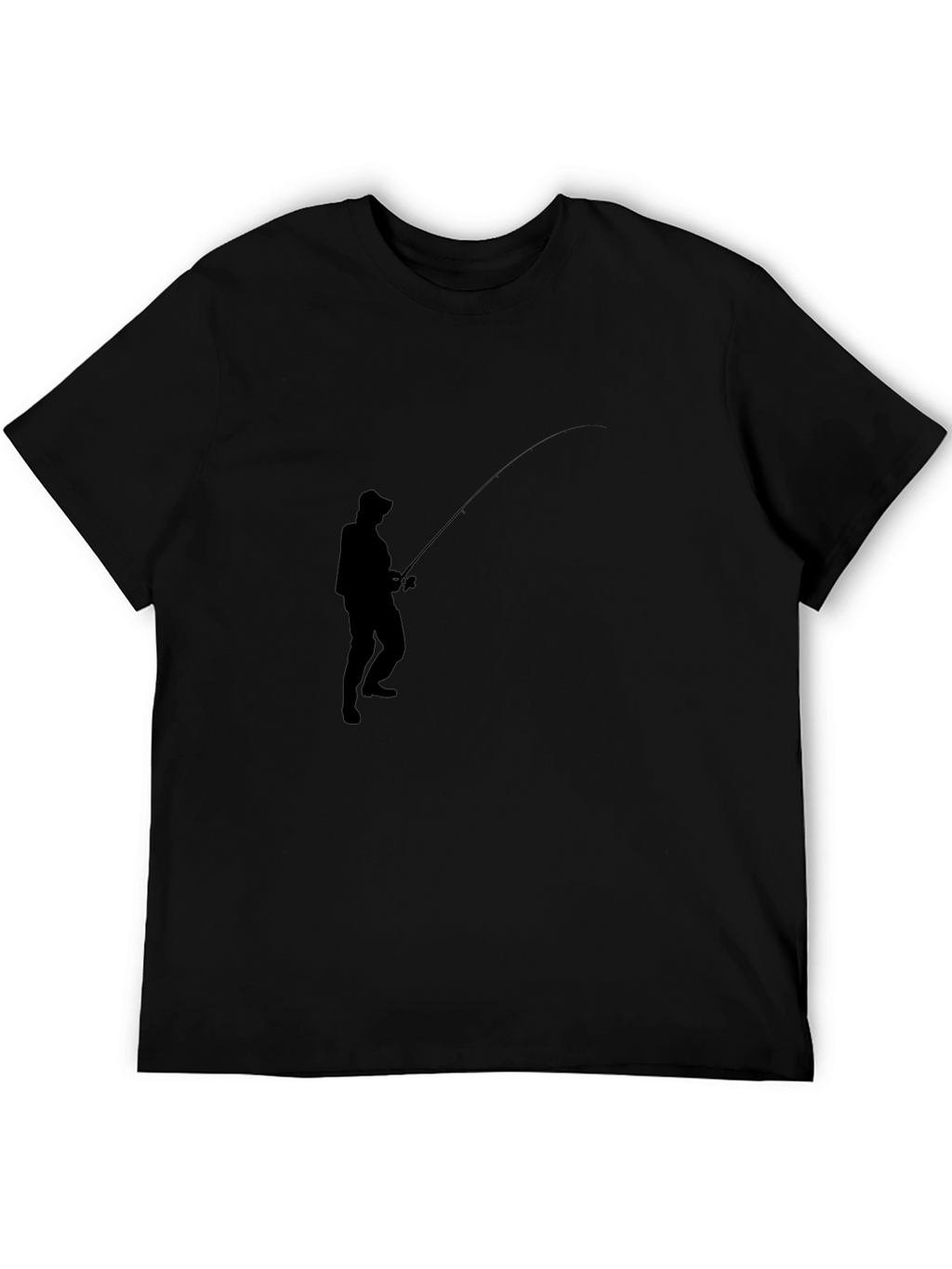 Fishing Silhouette Graphic Tee - Classic Black Cotton Blend
